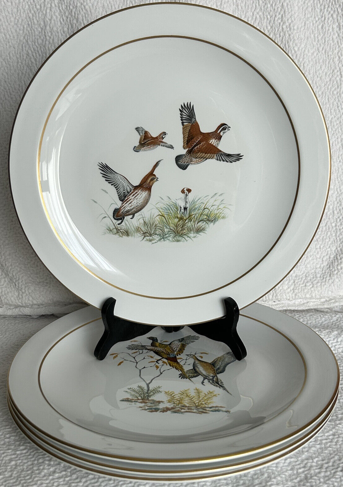 Corning Set Of 4 Gamebirds Collection With Pheasants Quail Mallard Ducks & Geese