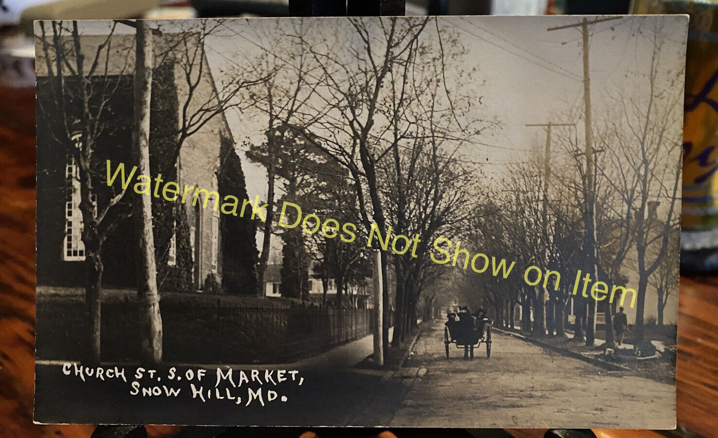 Snow Hill MD Maryland Church St S of Market Real Photo Postcard Horse Carriage