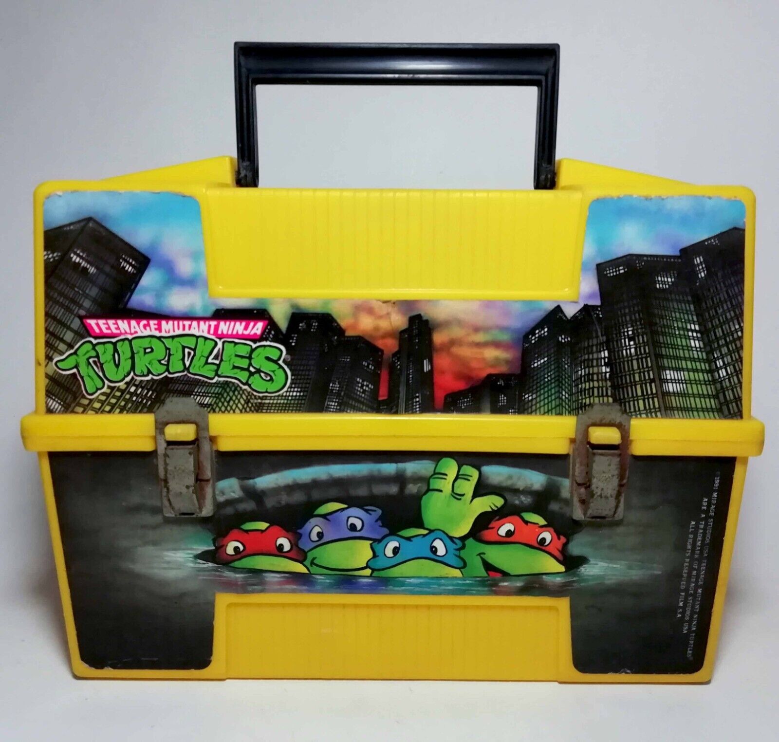 Vintage 1991 Teenage Mutant Ninja Turtles Peru Lunch Box Duraplast Peru