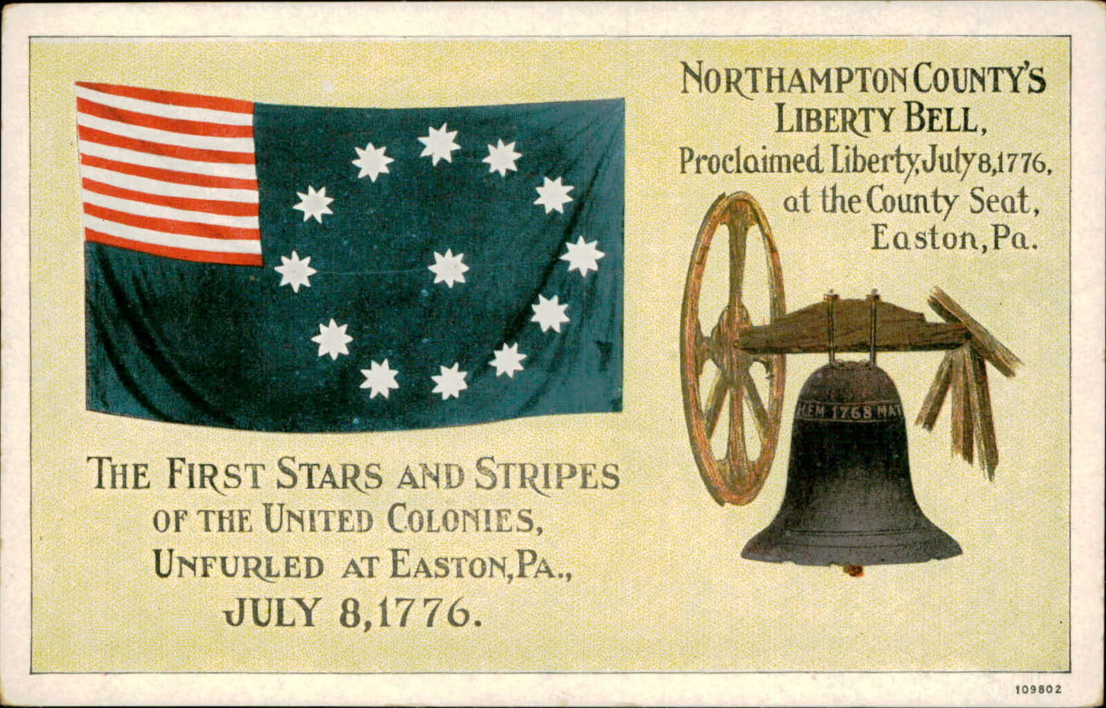 Postcard: THE FIRST STARS AND STRIPES OF THE UNITED COLONIES, UNFURLED