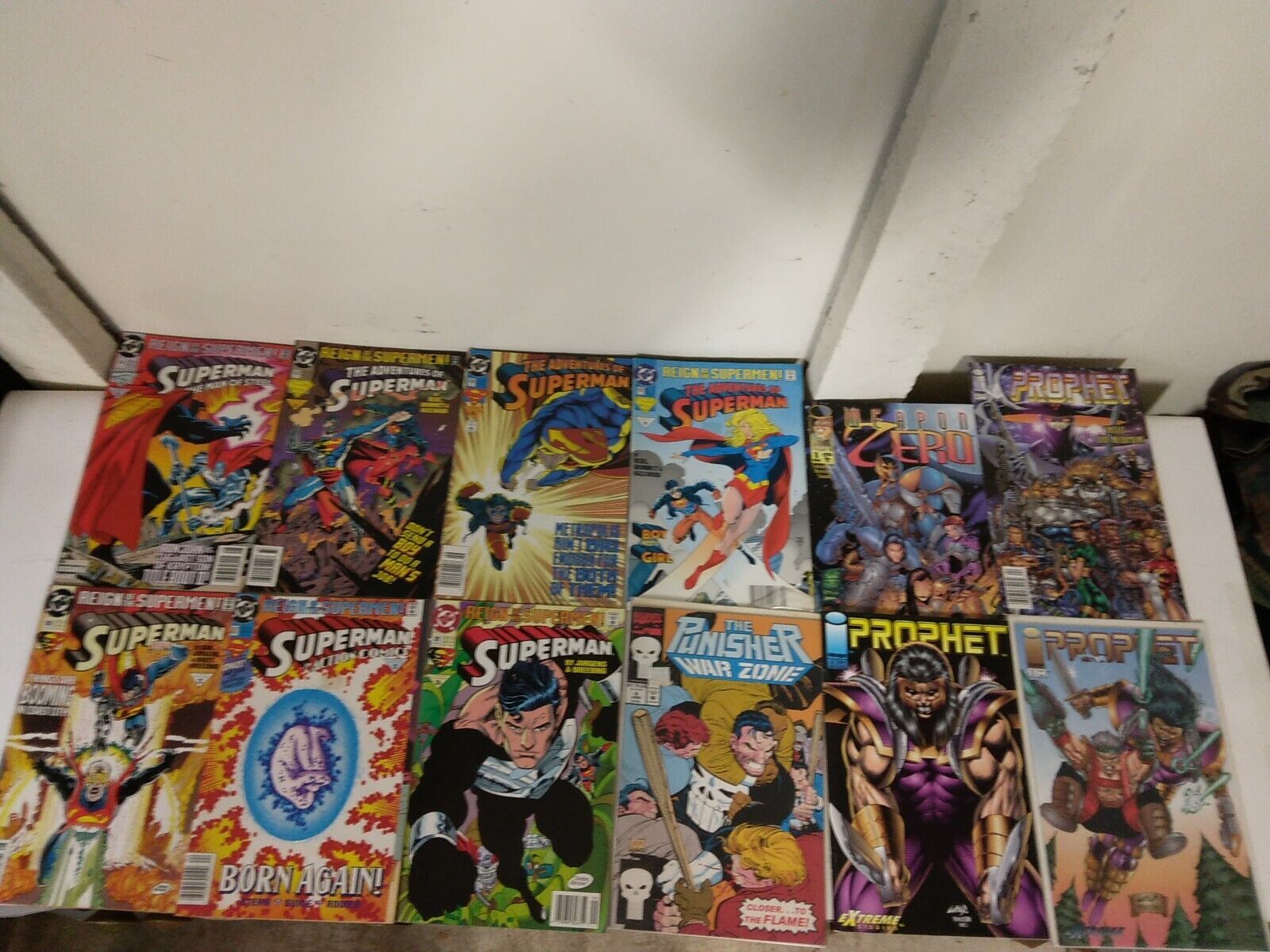 Mixed Lot Of 12 Comics, Superman,  punisher, weapon zero, and prophet