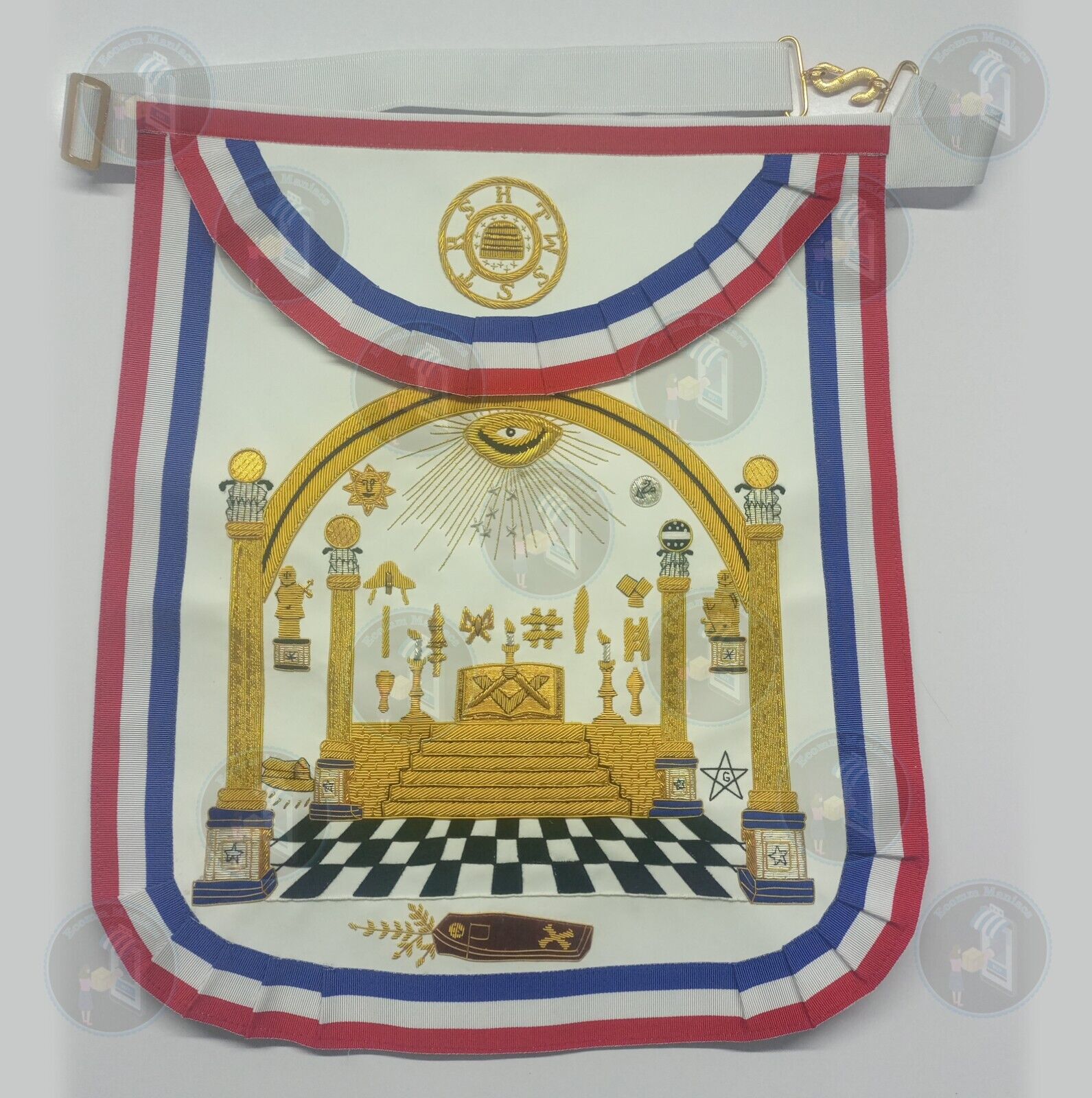 Masonic Bro George Washington Apron Hand embroidered Master Piece Fine Quality.