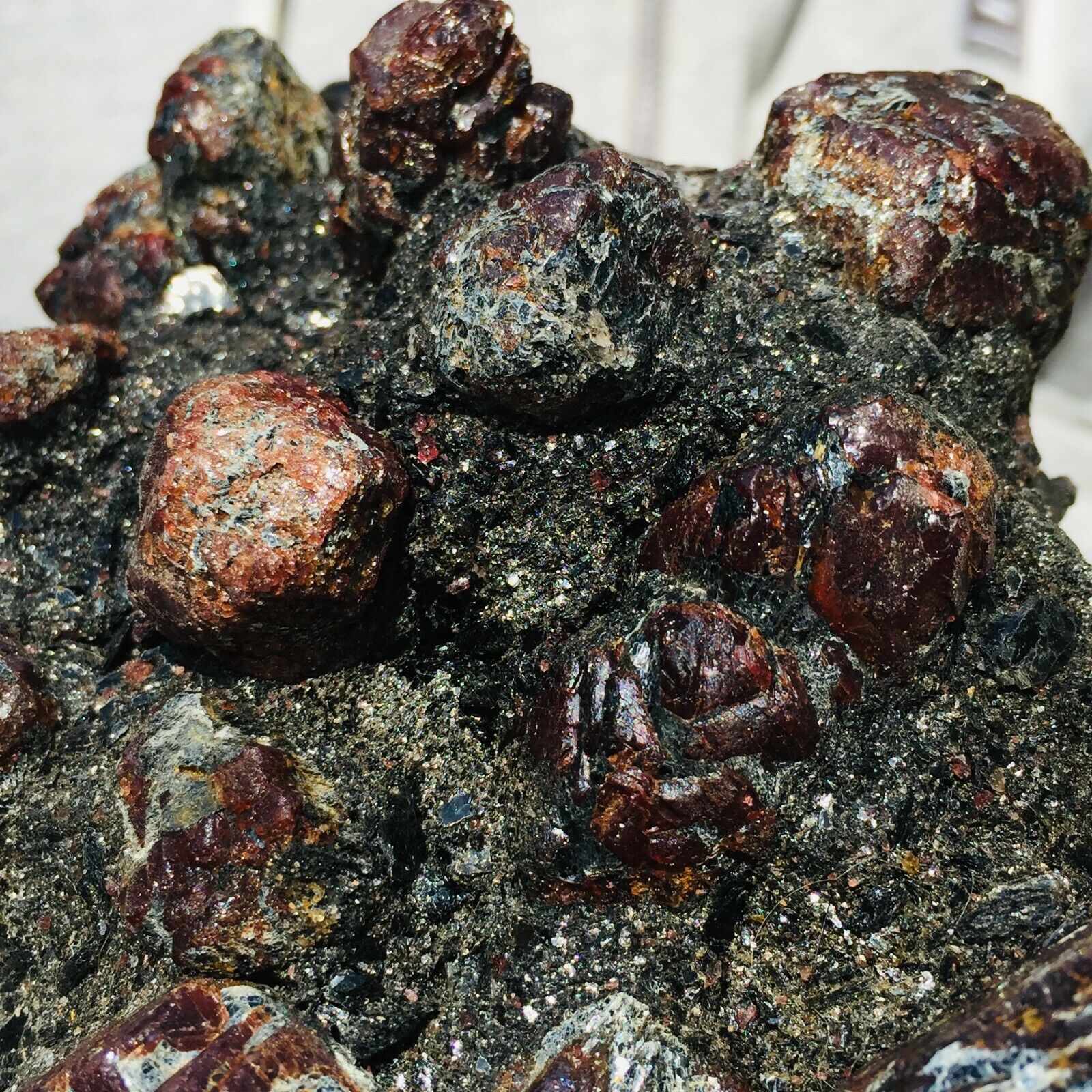 4.65LB Large Natural Dark Red Garnet Biotite Quartz Crystal Gemstone Specimen