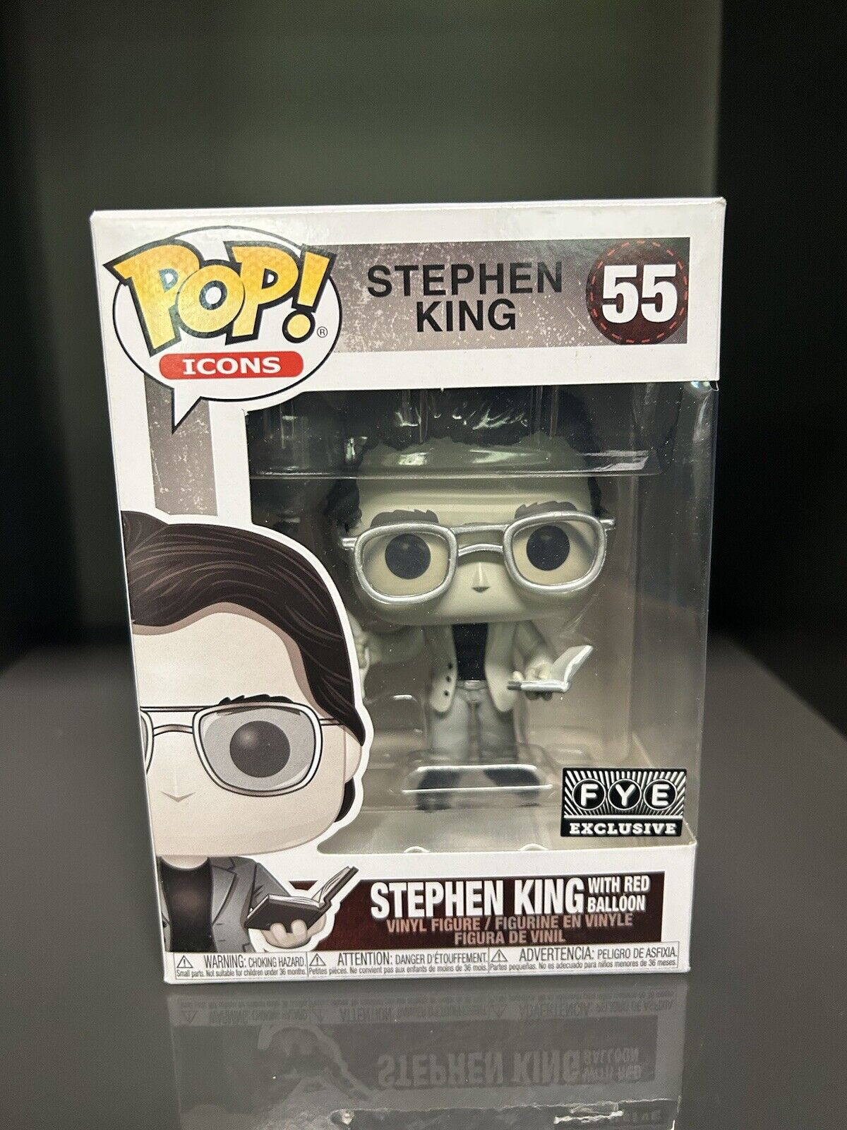FUNKO POP ICONS STEPHEN KING WITH RED BALLOON #55 EXCLUSIVE FYE