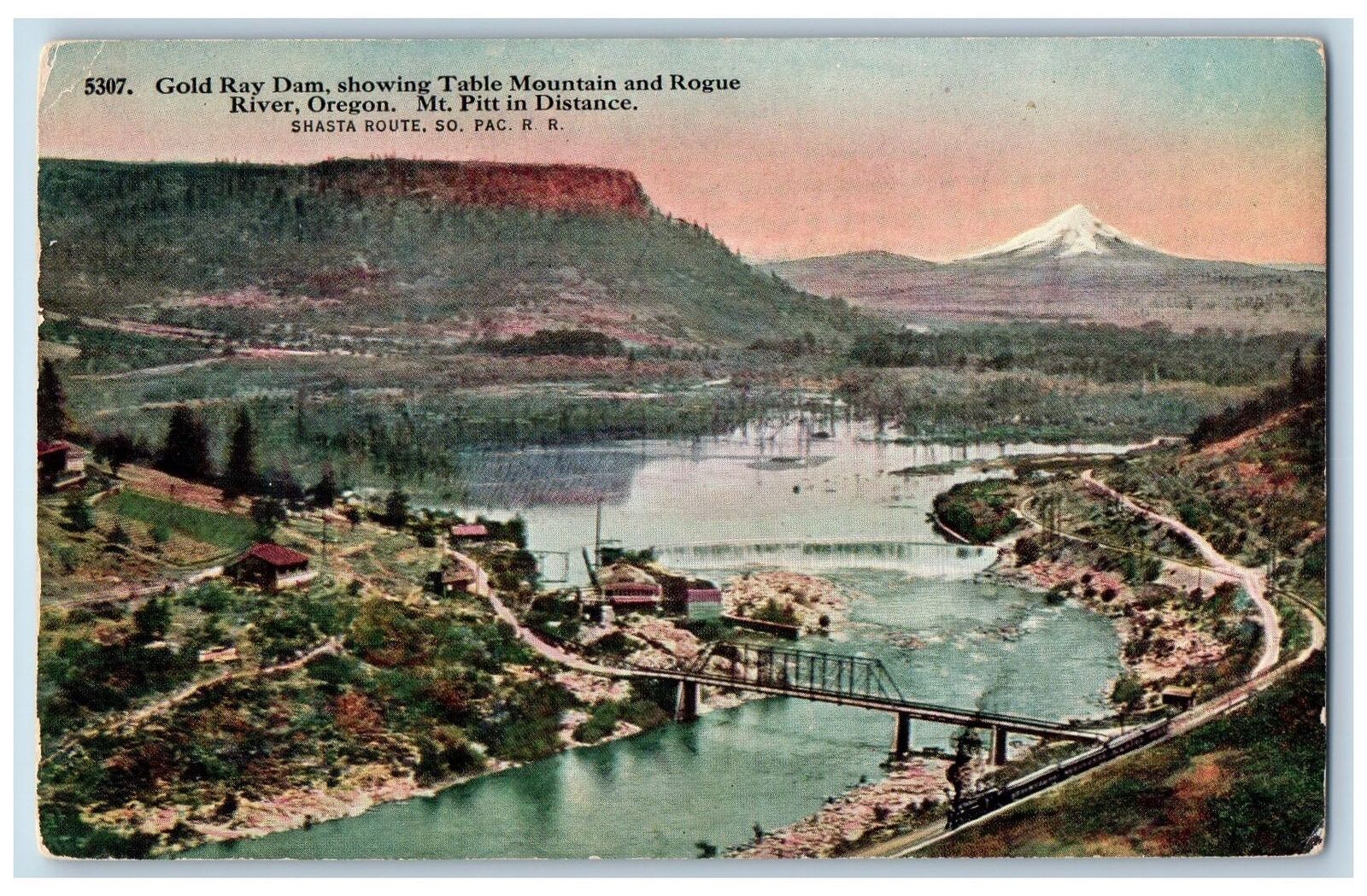 Rogue River Oregon OR Postcard Gold Ray Dam Table Mountain Shasta Rouge c1910's