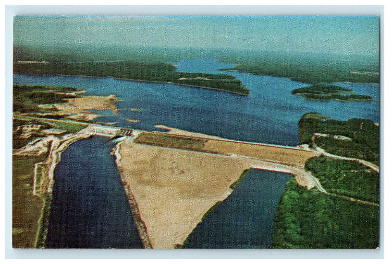 c1950s Aerial View of The Harry S Truman Dam Near Warsaw Missouri MO Postcard