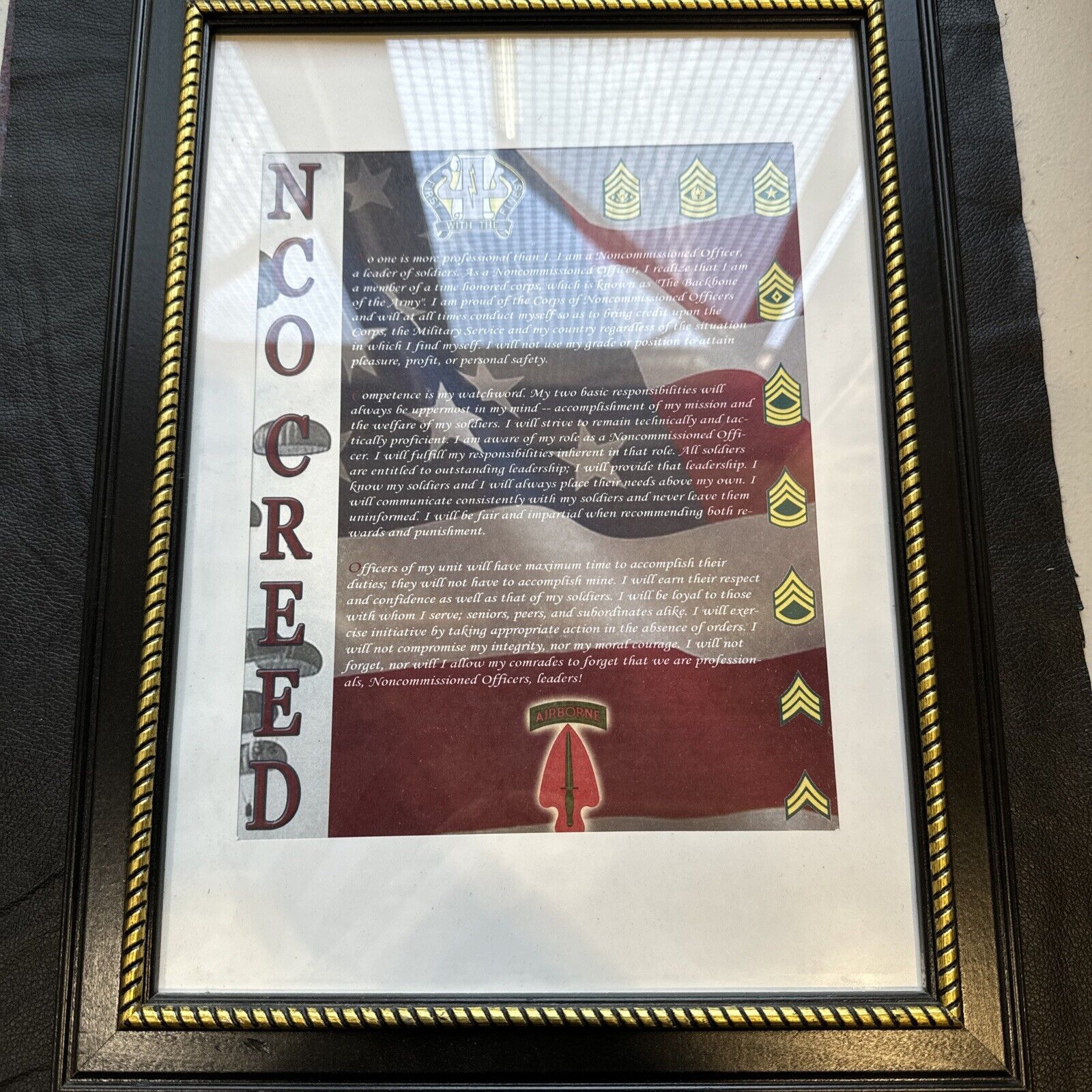 Framed Not Personalized NCO Creed Army 12X16