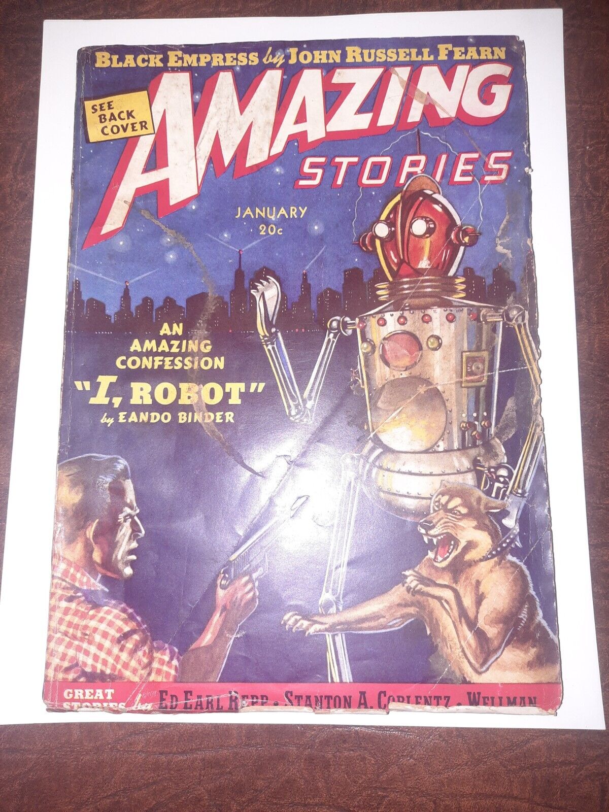 AMAZING STORIES Jan 1939 The Original I Robot By Eando Binder VG 4.0 1st App
