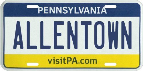 Allentown Pennsylvania Aluminum PA License Plate 