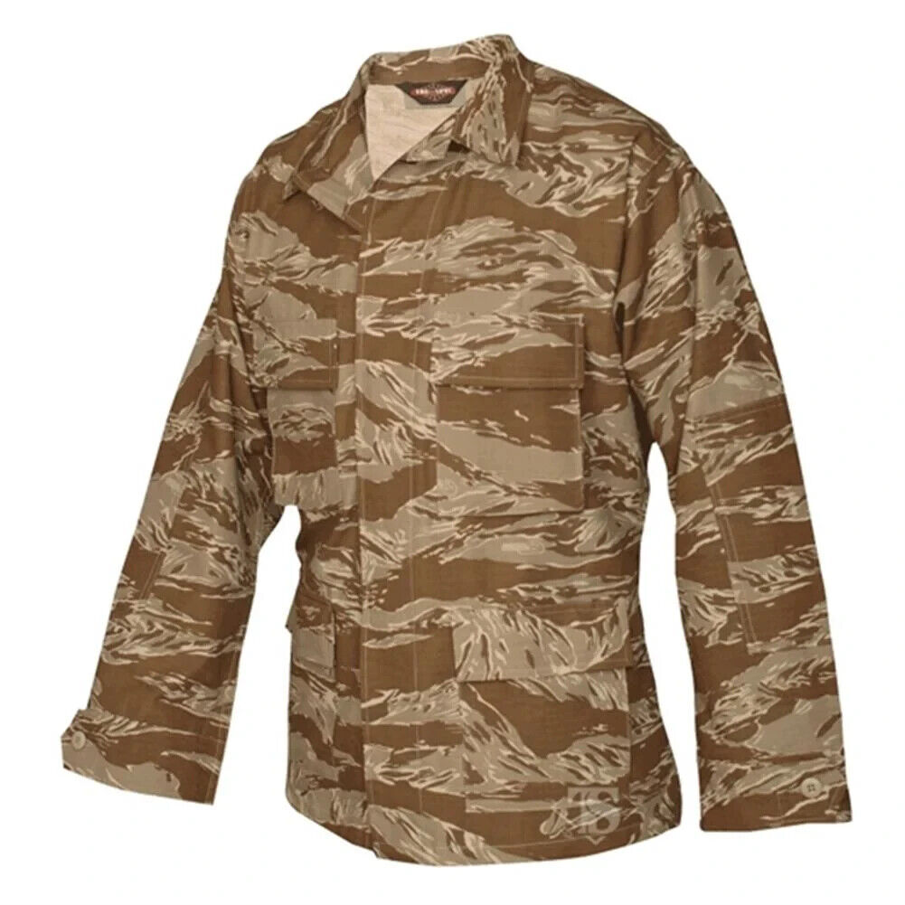 Desert Tiger - Tiger Stripe 100% Cotton R/S BDU Shirt - LARGE REGULAR