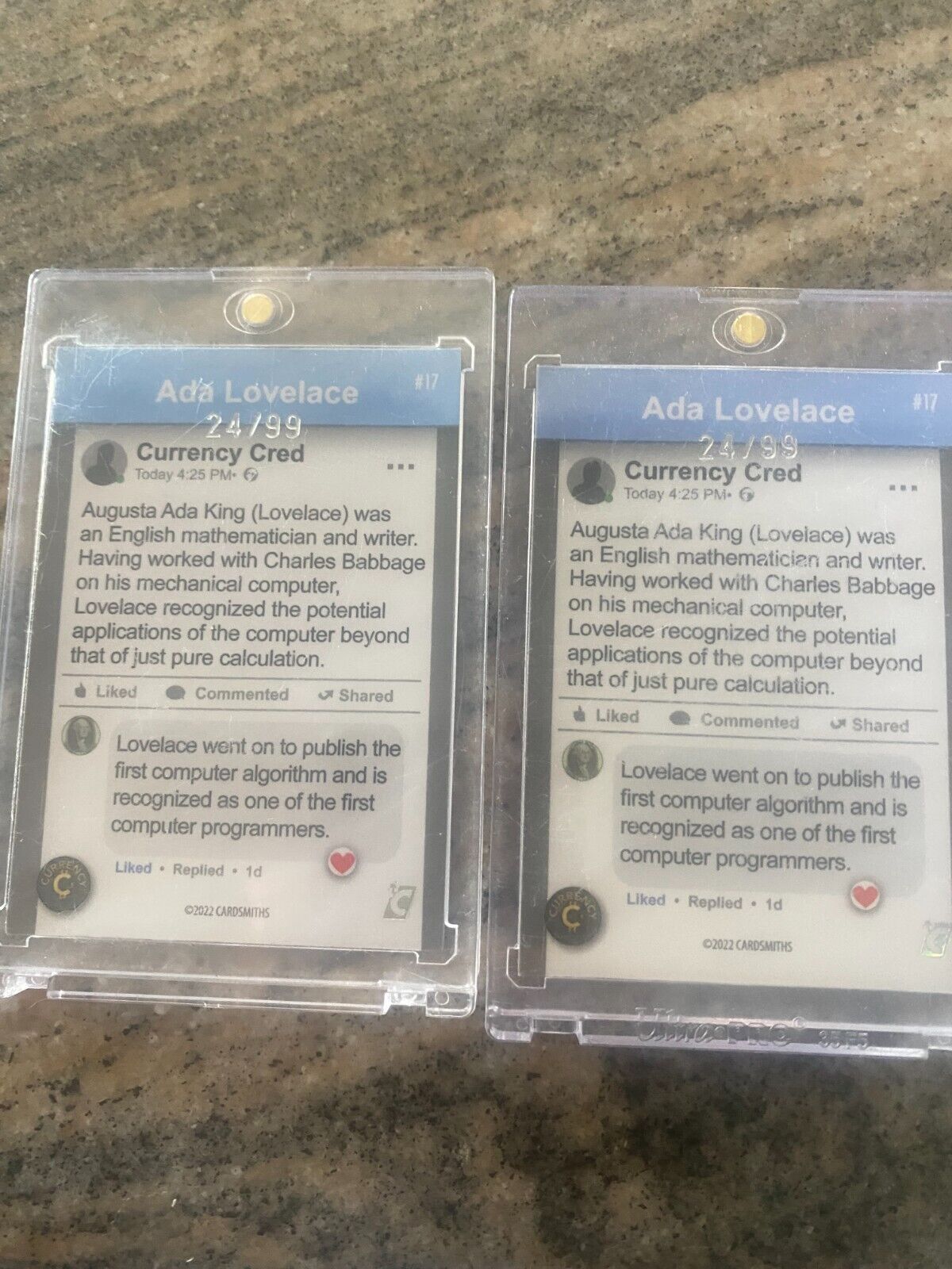 #17 Ada Lovelace 24/99 deplicate 2022 Cardsmiths Currency S1 card