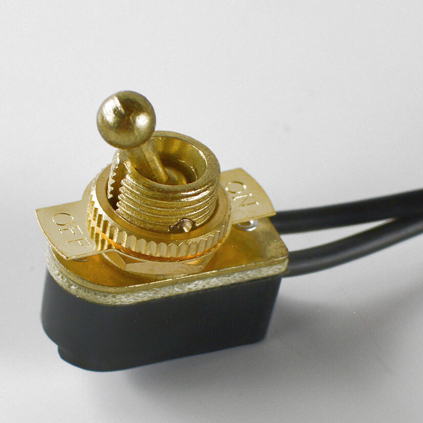 Toggle Switch on/off - Brass Plated - 6A/120V - Steampunk Switch 2-Wire