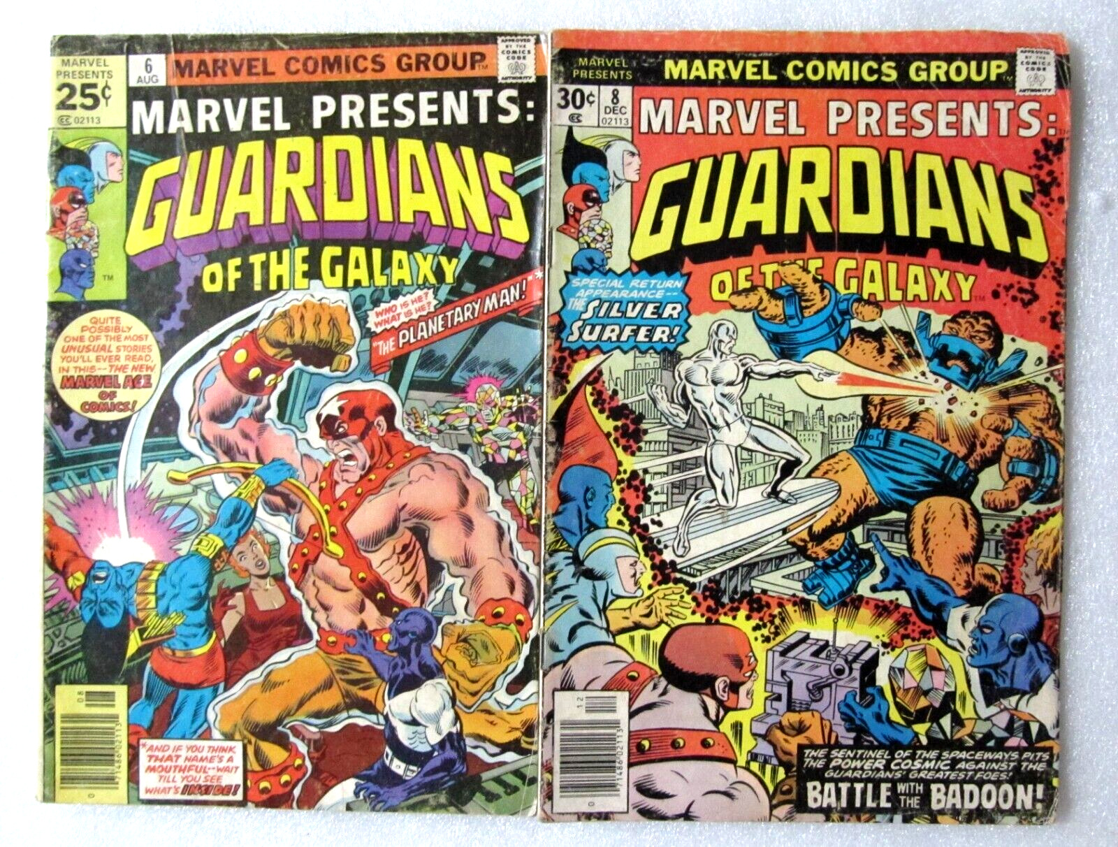 LOT MARVEL PRESENTS GUARDIANS of THE GALAXY #6 #8 BRONZE AGE COMIC SILVER SURFER