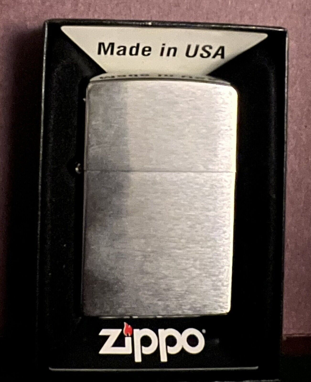 Zippo Lighter-New In Box-Brushed Finished Chrome