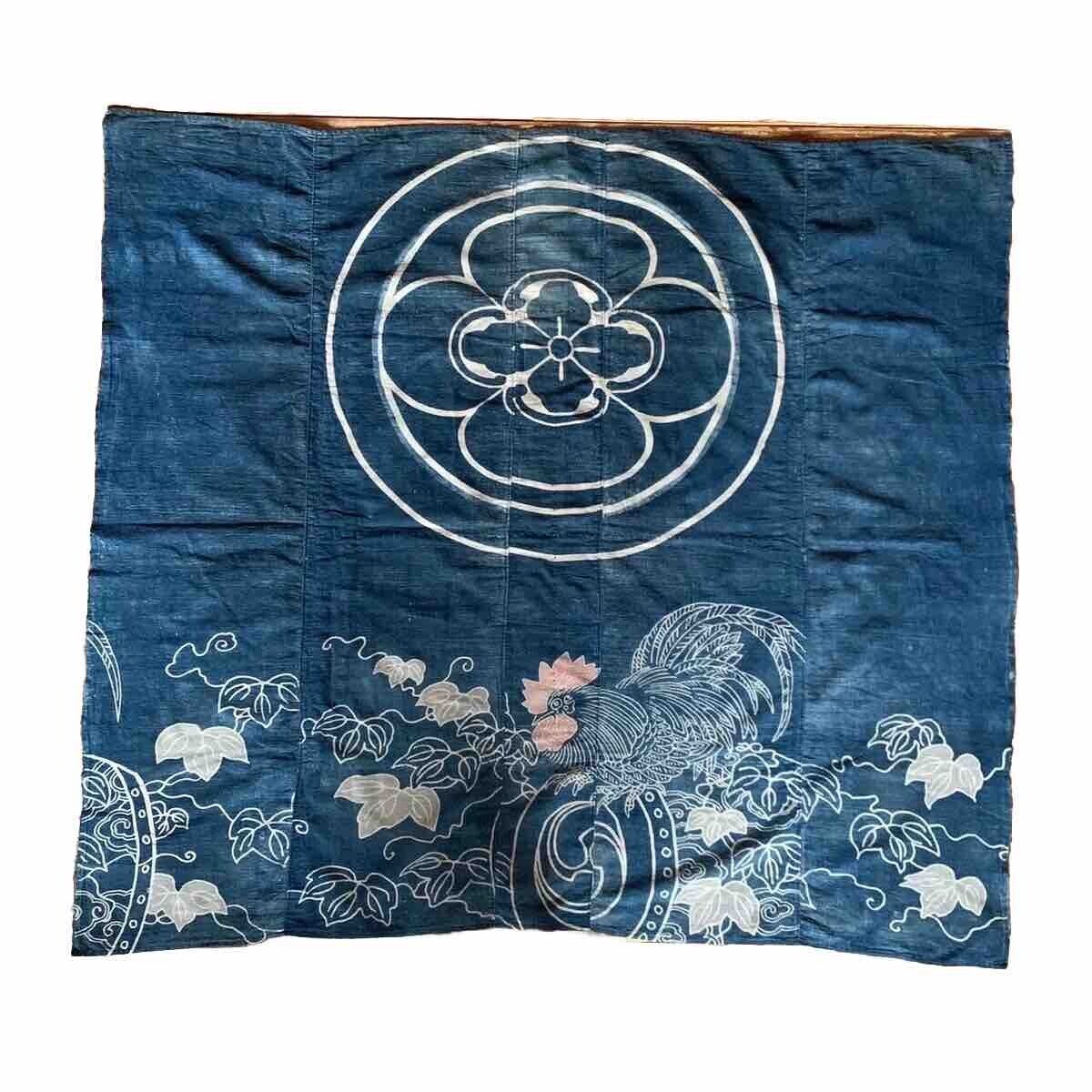 japan vintage indigo dyed tsutsugaki furoshiki