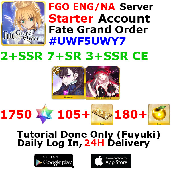 [ENG/NA][INST] FGO / Fate Grand Order Starter Account 2+SSR 100+Tix 1770+SQ #UWF