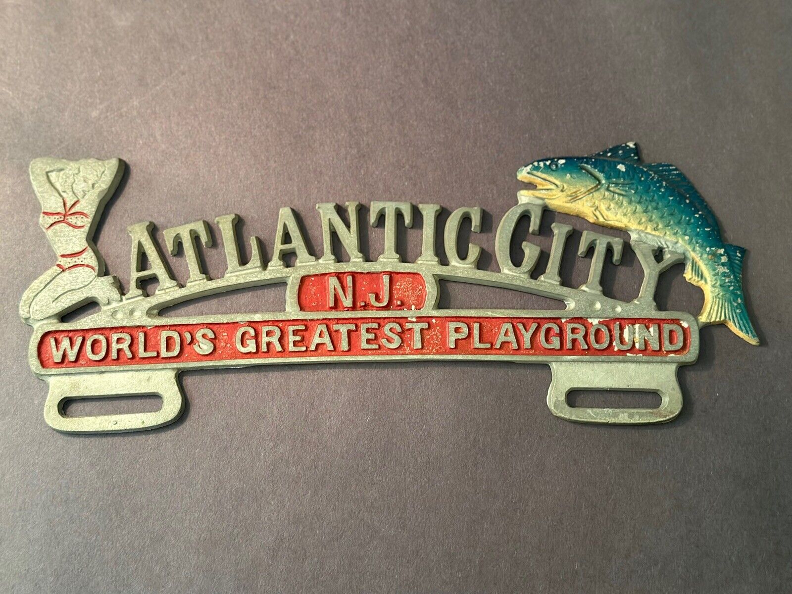 Metal Advertising Sign Atlantic City New Jersey Circa: 1940’s