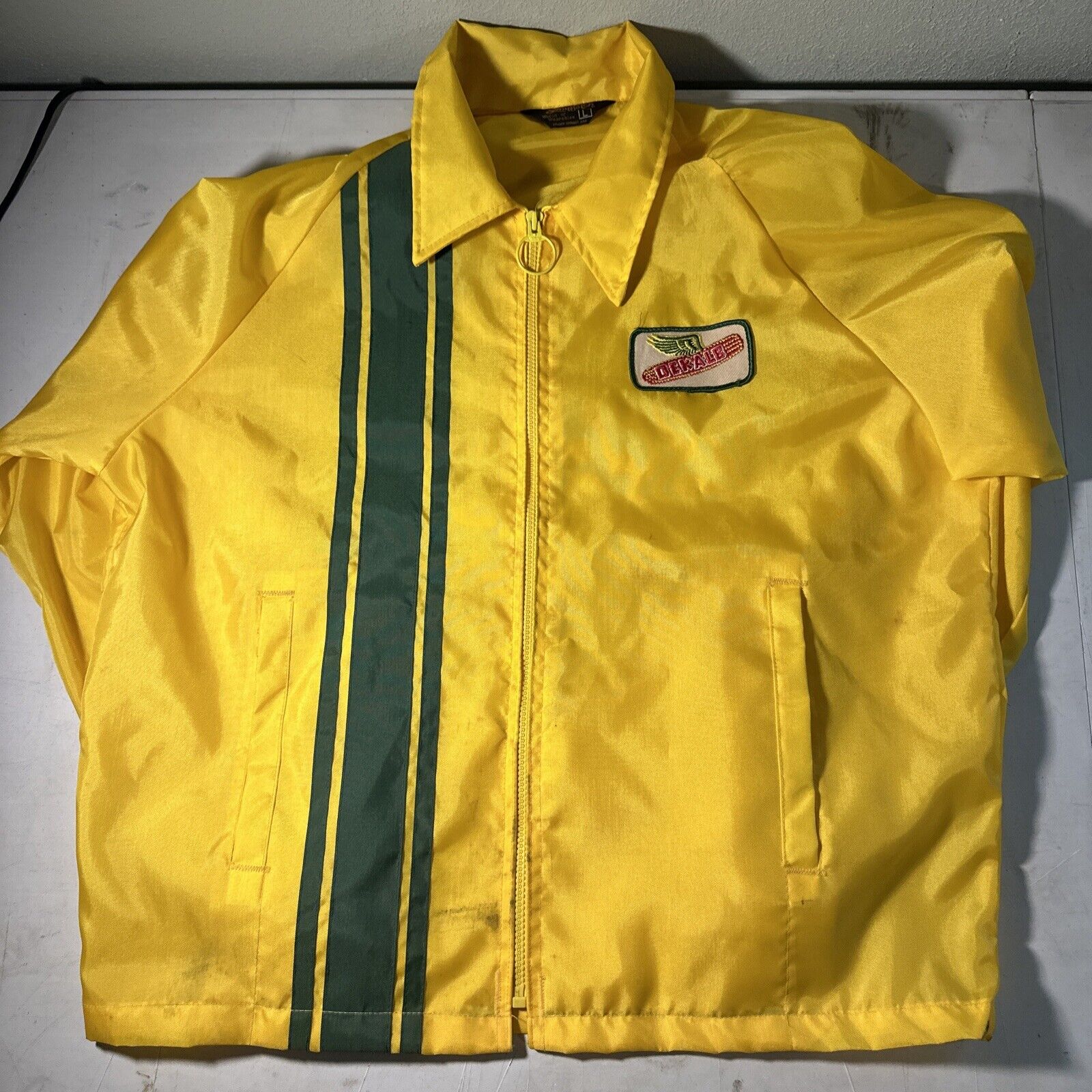 Vintage 1970s Swingster DeKalb Ag Seed Corn Jacket Yellow/Green Size Large