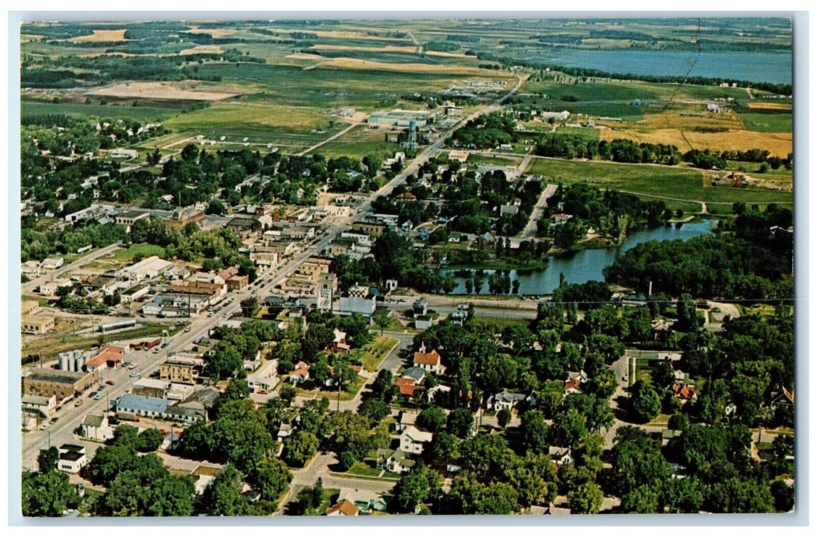 c1960 Aerial View Exterior Building Pelican Rapids Minnesota MN Vintage Postcard
