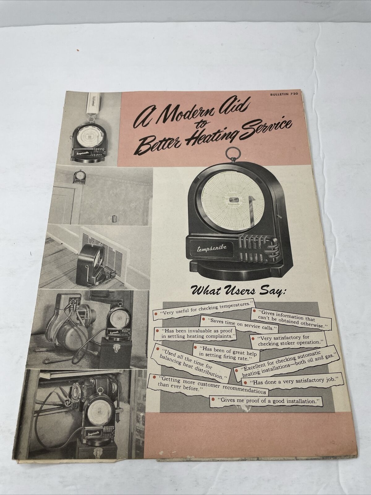 RARE Vintage Bulletin 720 Bacharach Tempscribe Advertising Brochure