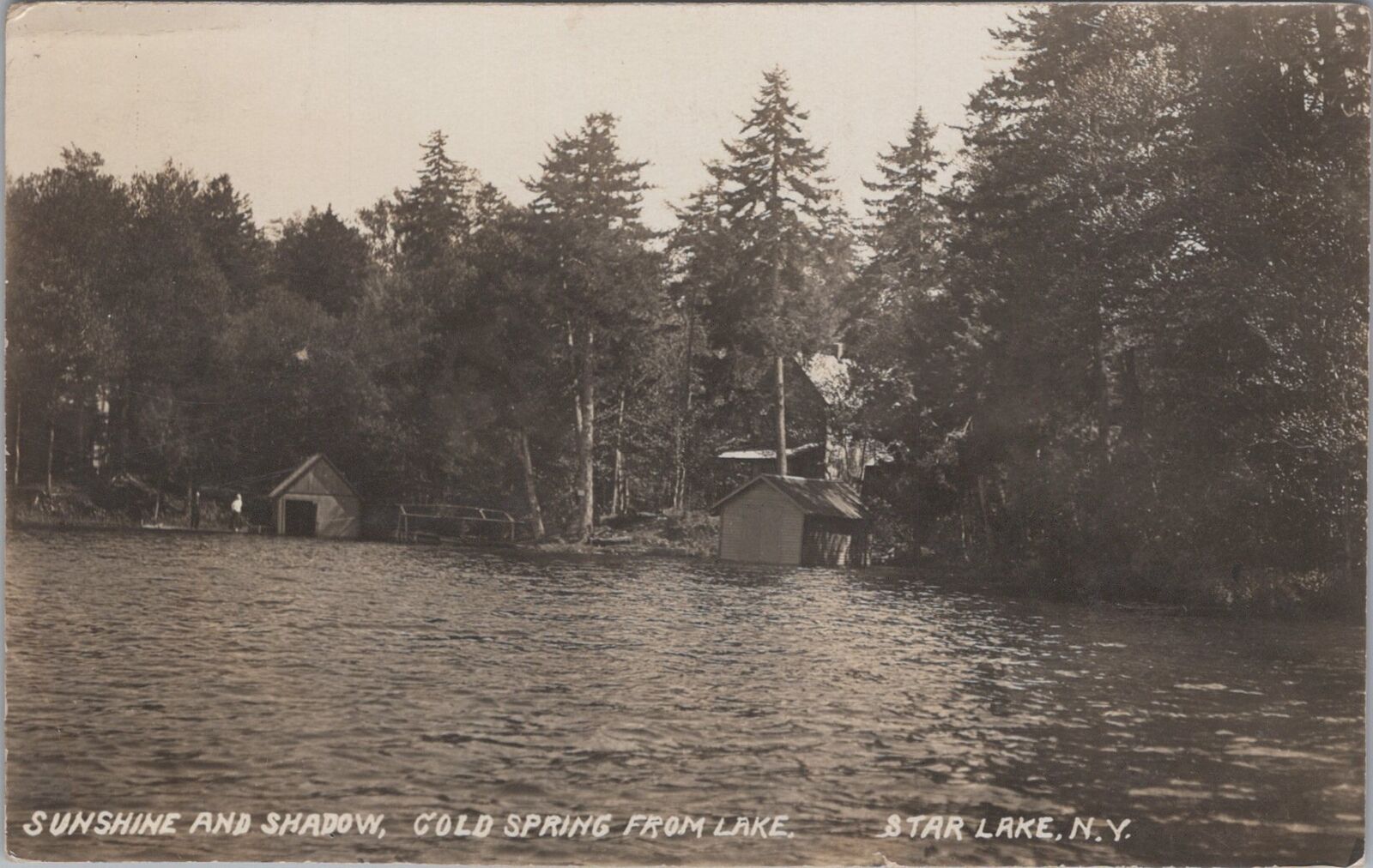 Sunshine and Shadow Cold Spring from Star Lake New York 1912 RPPC Photo Postcard