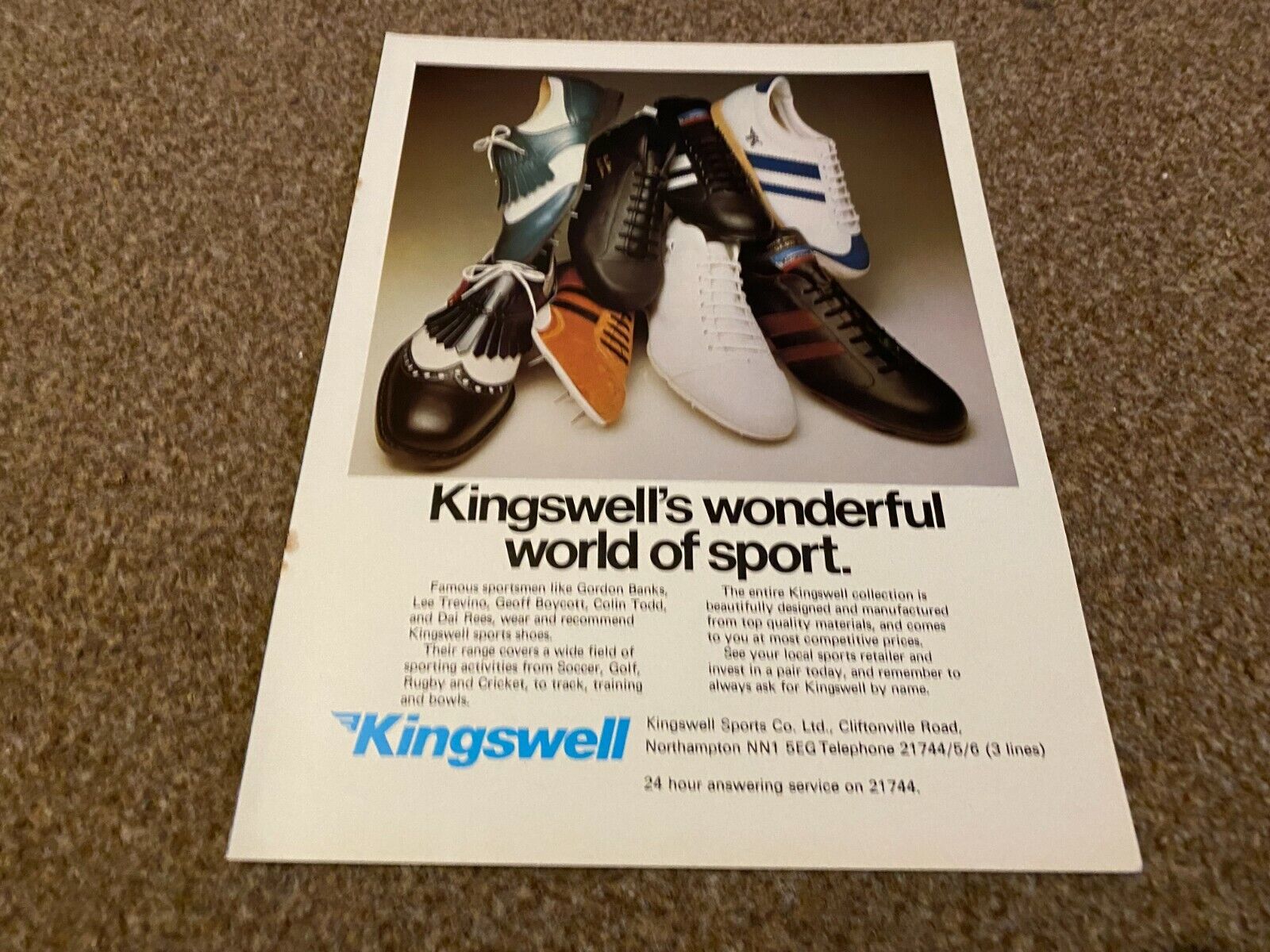 WFBK9 ADVERT 11X8 KINGSWELL WORLD OF SPORT SHOES. GOLF TENNIS FOOTBALL. RUGBY