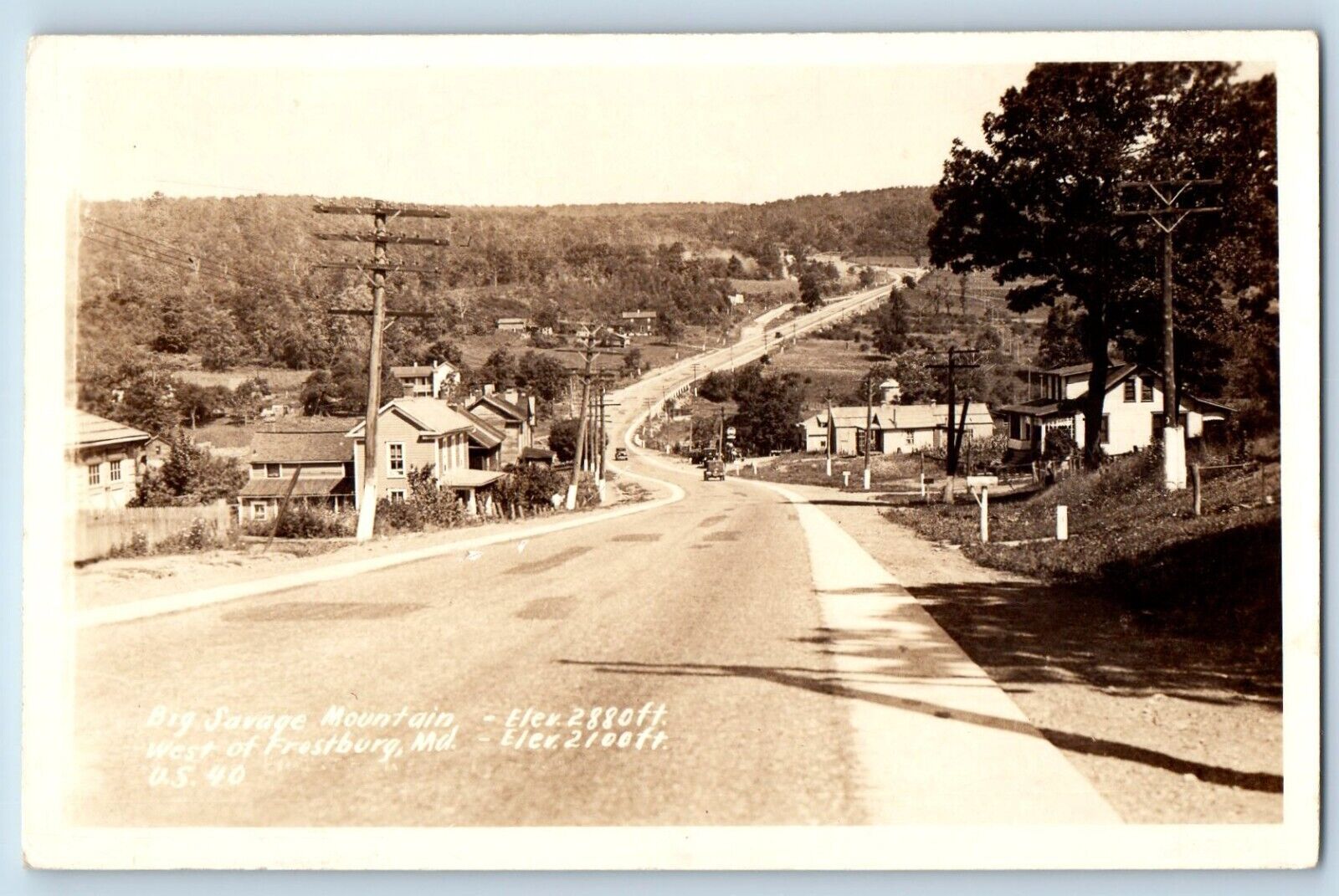 Frostburg Maryland MD Postcard RPPC Photo Big Savage Mountain West Cars c1940's