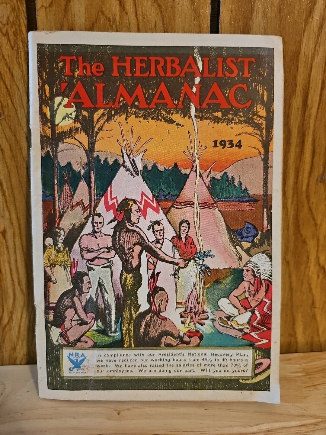 1934 THE HERBALIST ALMANAC Vintage Herbal Remedies, Weather, Medical Advertising