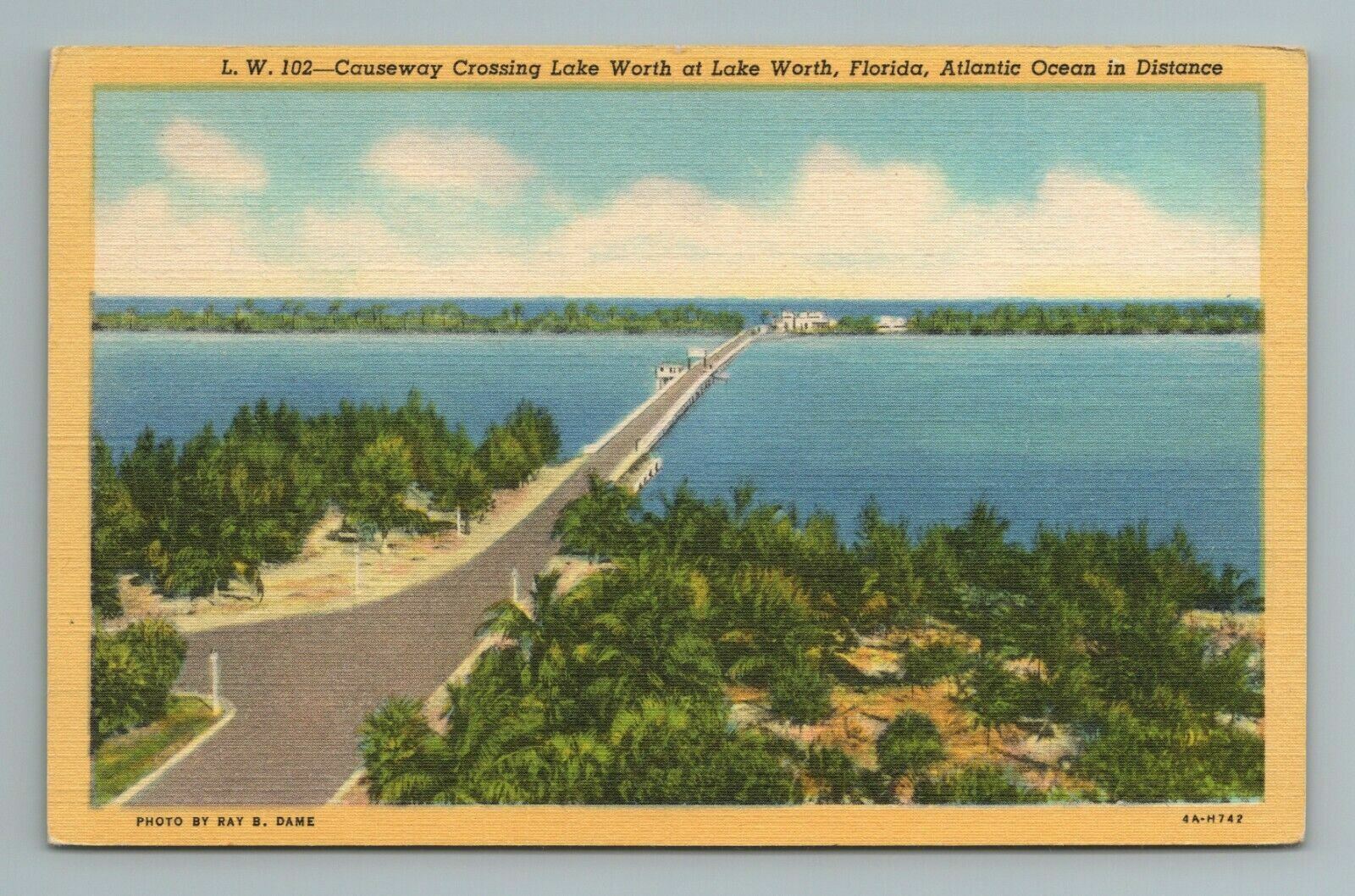 Causeway Crossing Lake Worth at Lake Worth, Florida Postcard