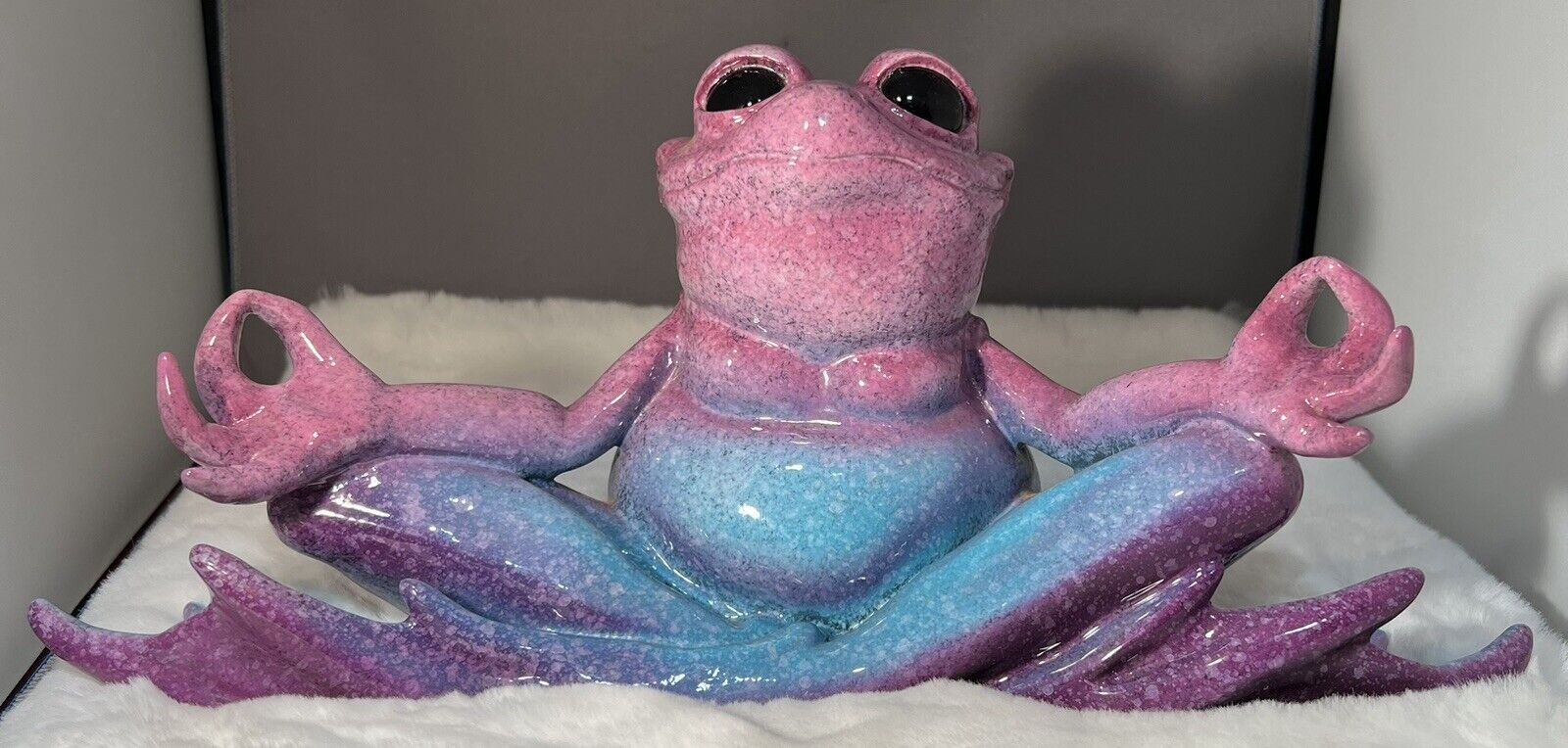 KITTY’S CRITTERS Nirvana Yoga Meditating Peace Frog Figurine Purple Blue HEAVY