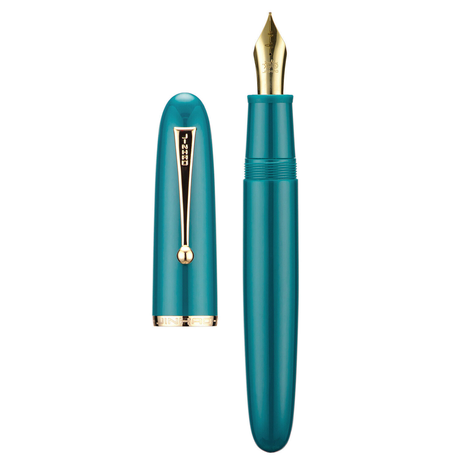 Jinhao 9019 Fountain Pen #8 F/M Heartbeat Nib, Lake Blue Resin & Large Converter