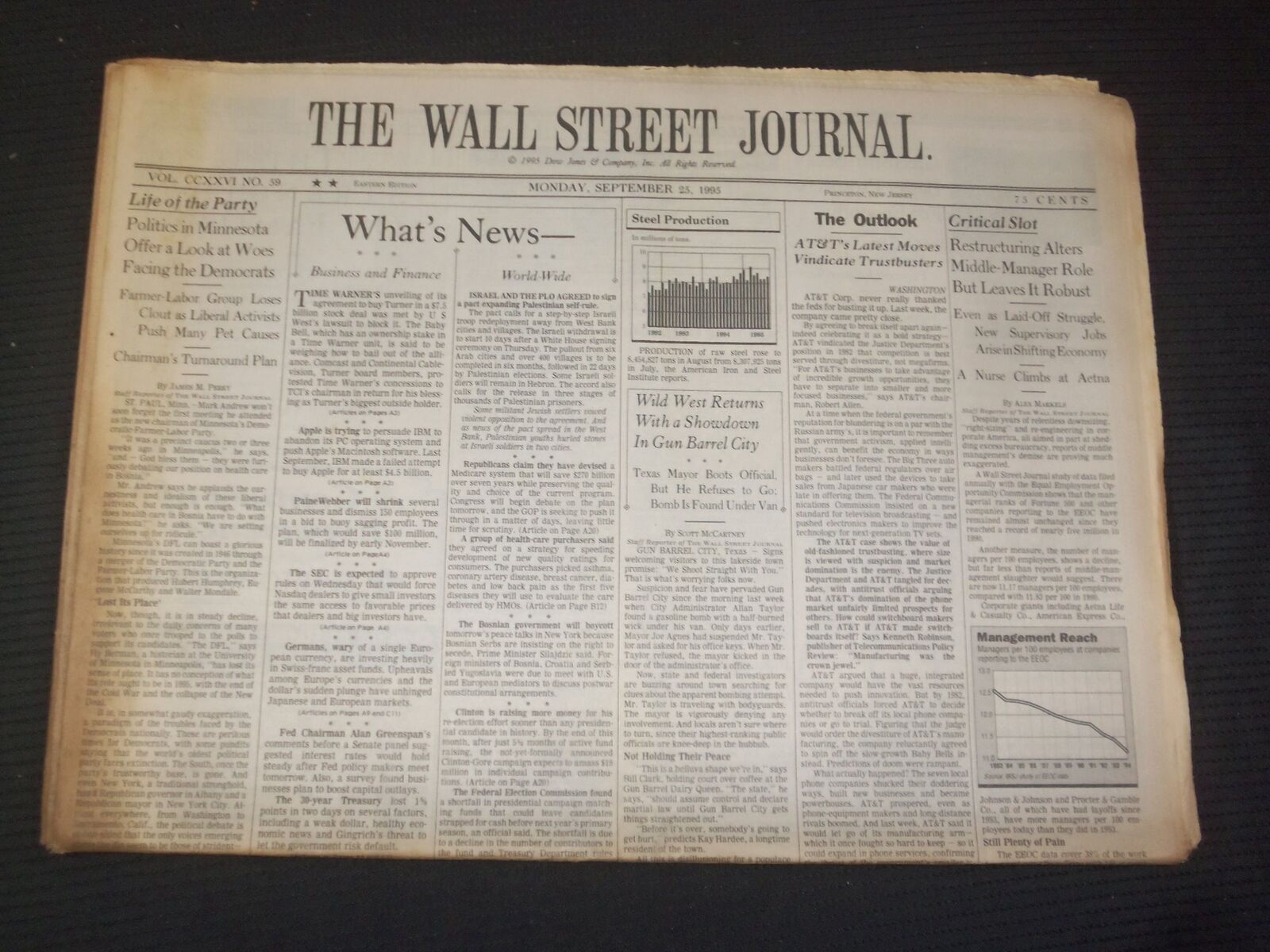 1995 SEP 25 THE WALL STREET JOURNAL - RESTRUCTURING ALTERS MID-MGR ROLE - WJ 200