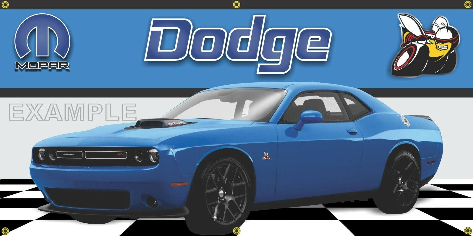 2016 DODGE Challenger Scat Pack Shaker B5 Blue GARAGE SCENE BANNER SIGN MURAL