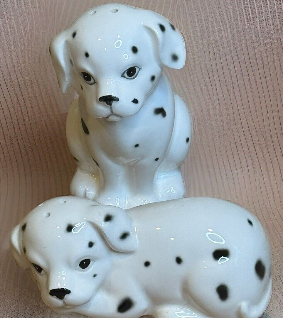 Vtg Otagiri Dalmatians Dalmations Spotted Puppy Dog Salt Pepper Shakers Japan