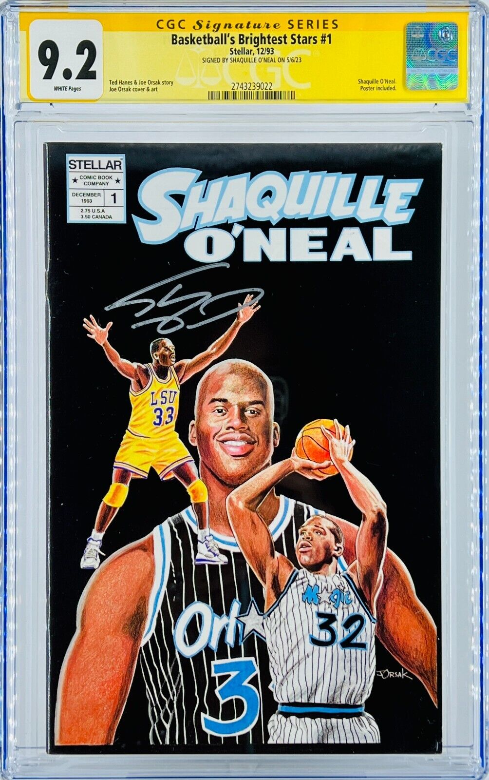 Shaquille O'Neal Signed CGC SS Basketball's Brightest Stars #1 Grade 9.2