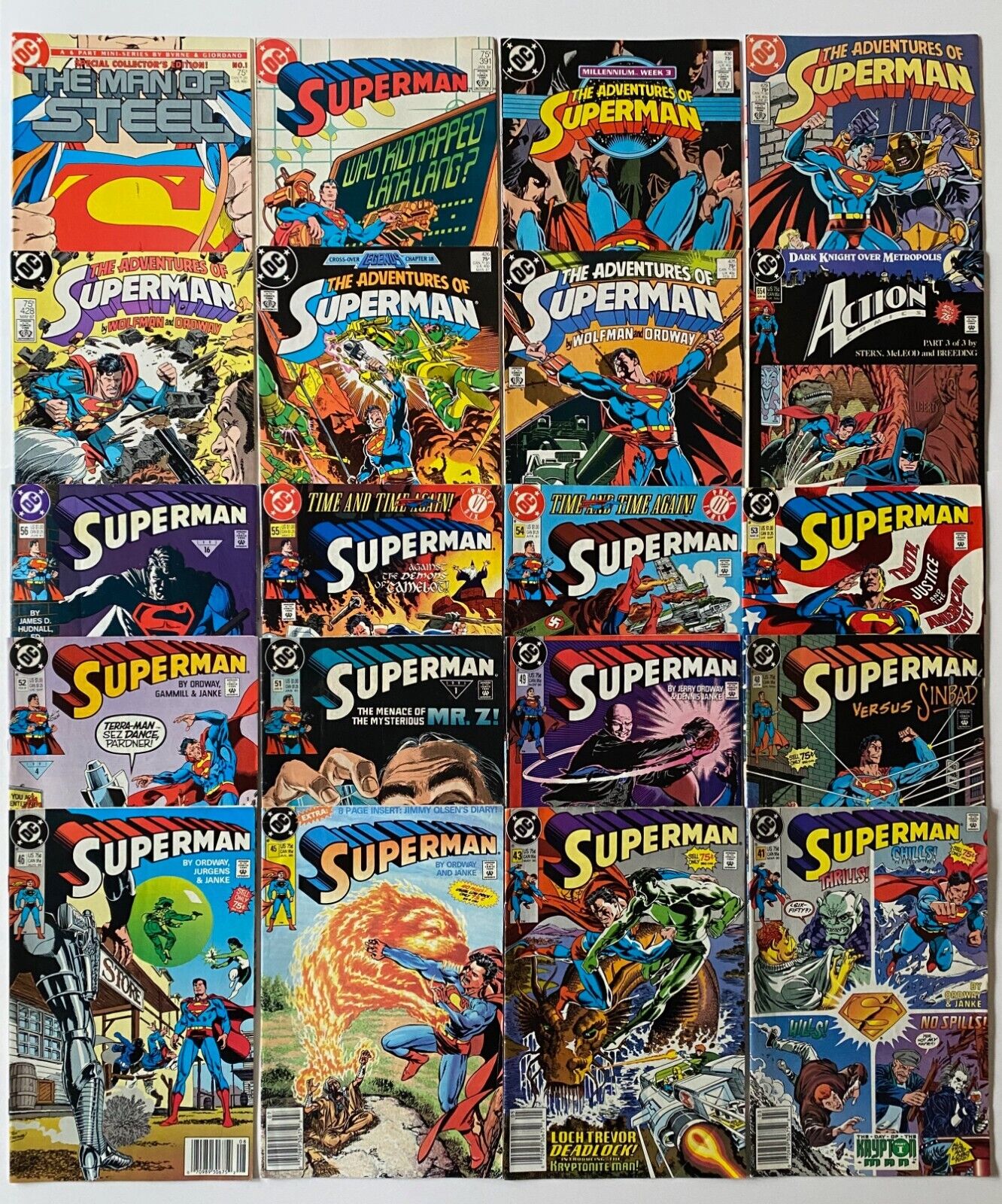 Superman Lot (20) Copper Age Man of Steel Action Adventures