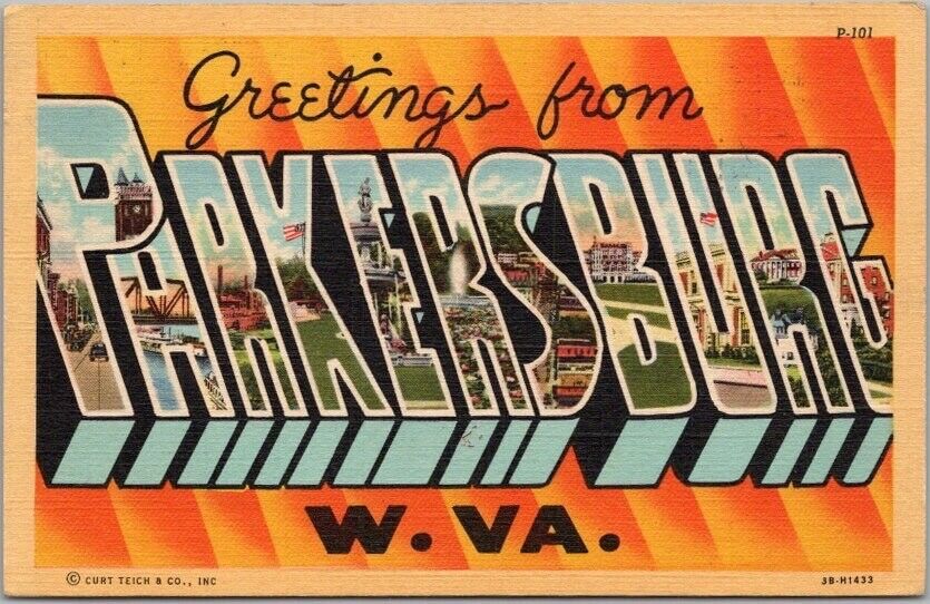 PARKERSBURG, West Virginia Large Letter Postcard Curteich Linen / 1948 Cancel