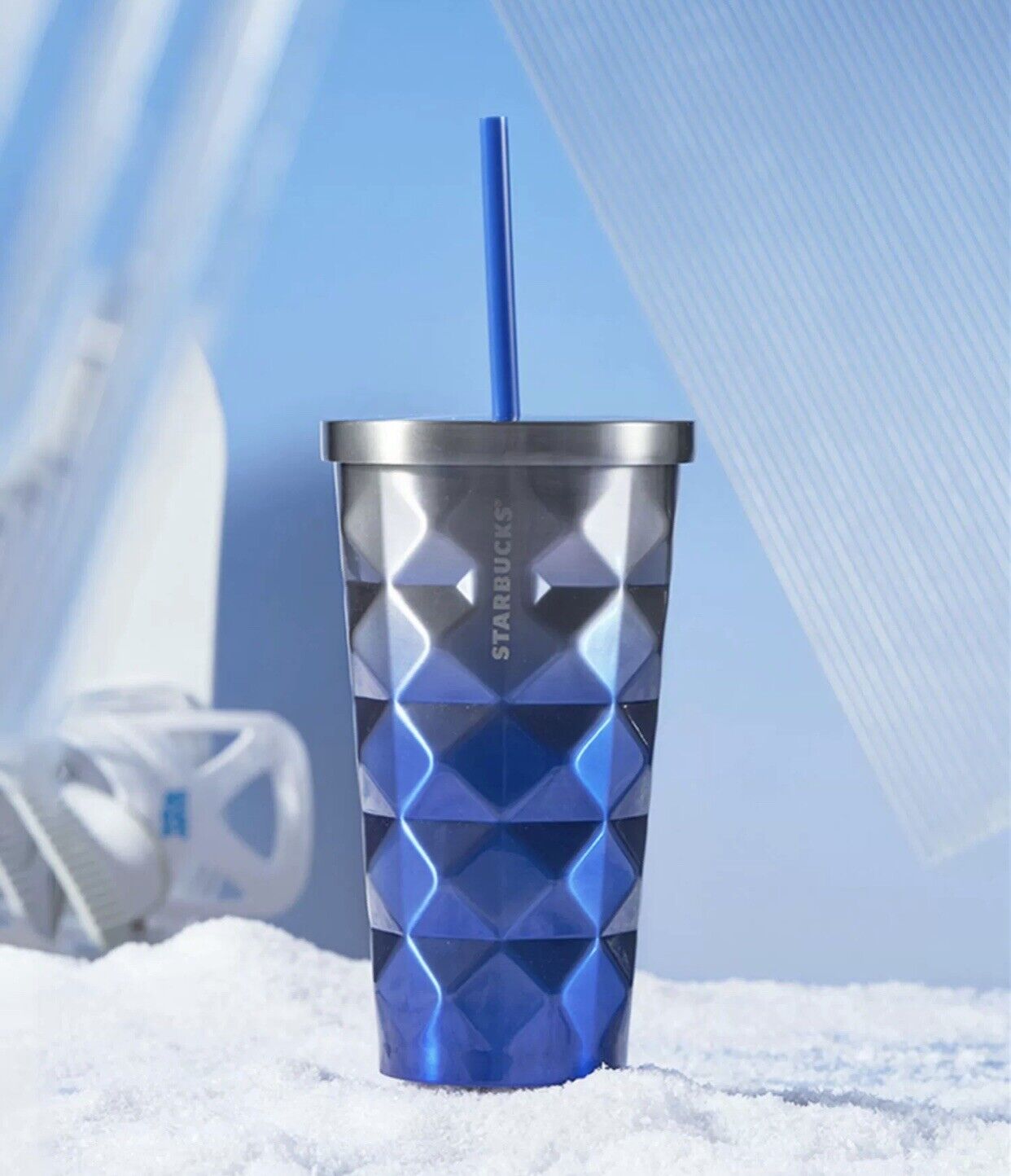 Starbucks 2022 China Blue Gradient Pineapple 16oz SS Cup Tumbler gift new