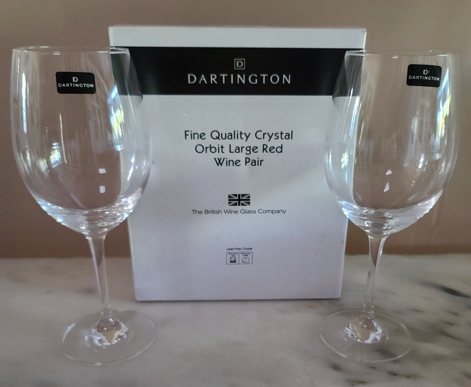Dartington The British Wine Glass Company Pair of Large Red Crystal Wine Glass