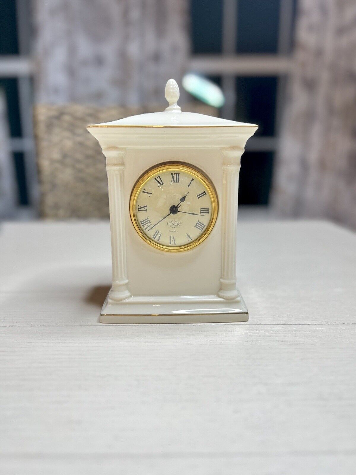 Regal Lenox Quartz Mantel Clock with Gold Trim 6.5” High x 2.75” wide