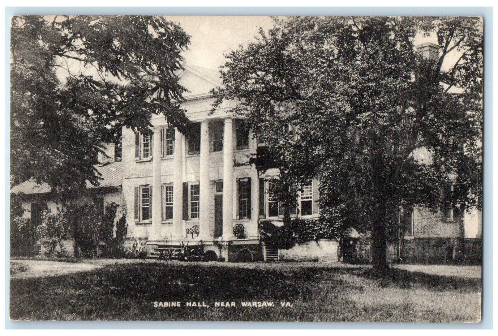 c1940's Front View Sabine Hall Warsaw Virginia VA Vintage Unposted Postcard