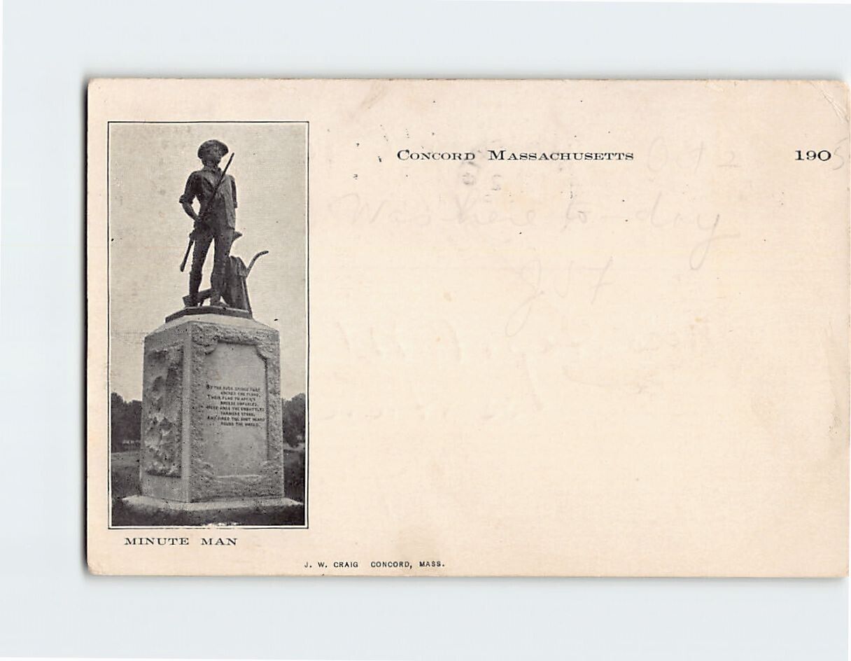 Postcard Minute Man, Concord, Massachusetts, USA