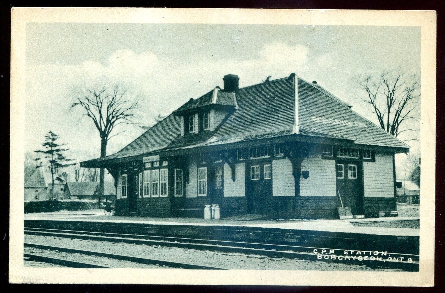BOBCAYGEON Ontario Postcard 1920s CPR Train Station