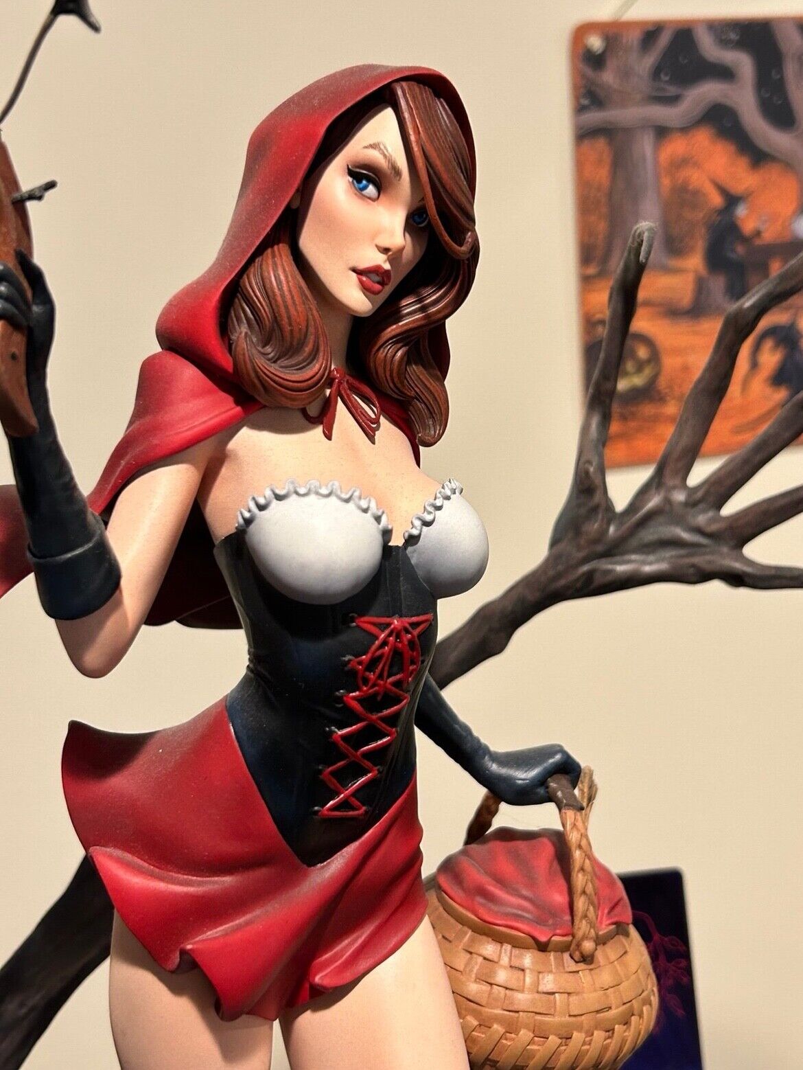 Sexy Sideshow J. Scott Campbell EX Red Riding Hood Statue W/ Metal Art Print
