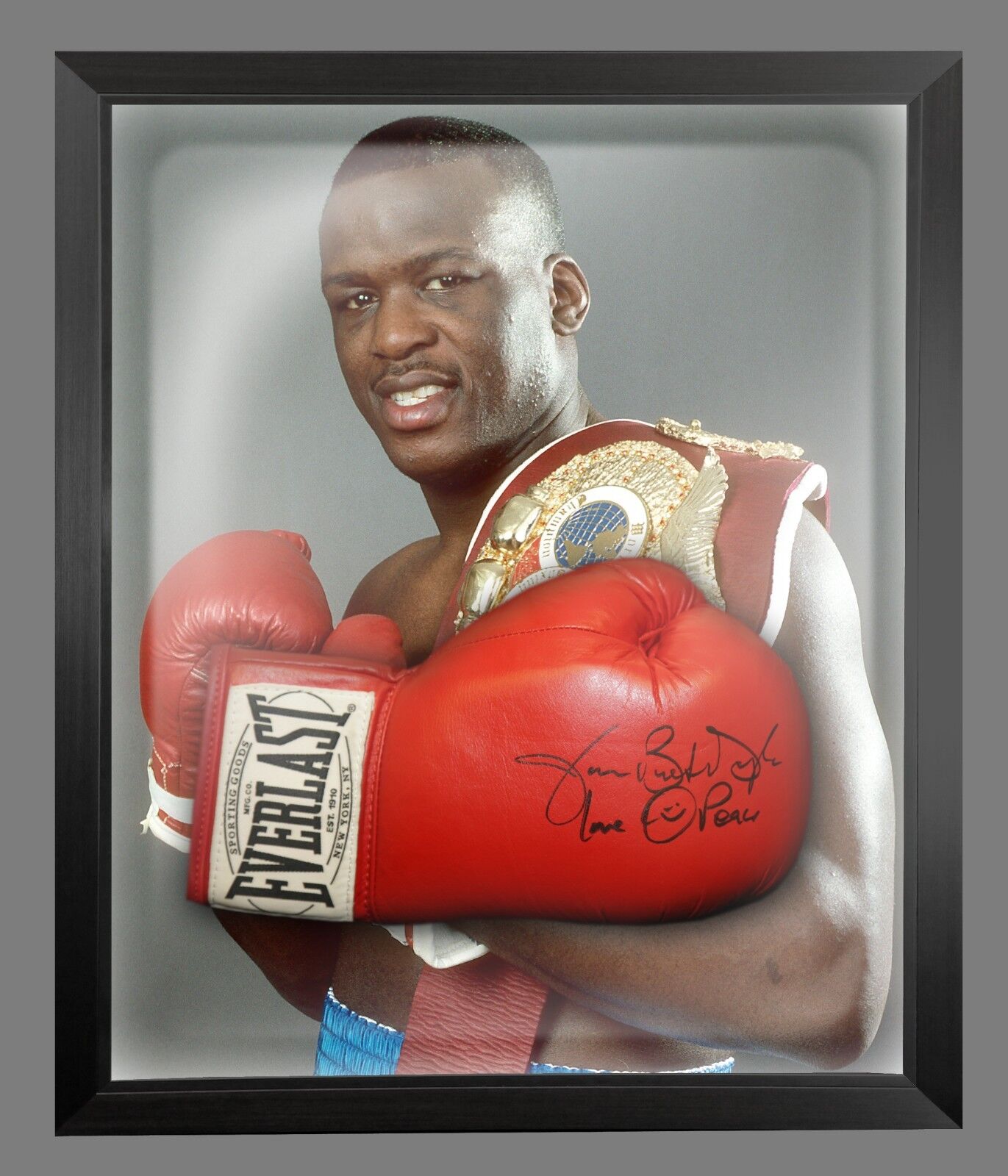 James Buster Douglas Signed Red Boxing Glove Presented In A Dome Frame : A 