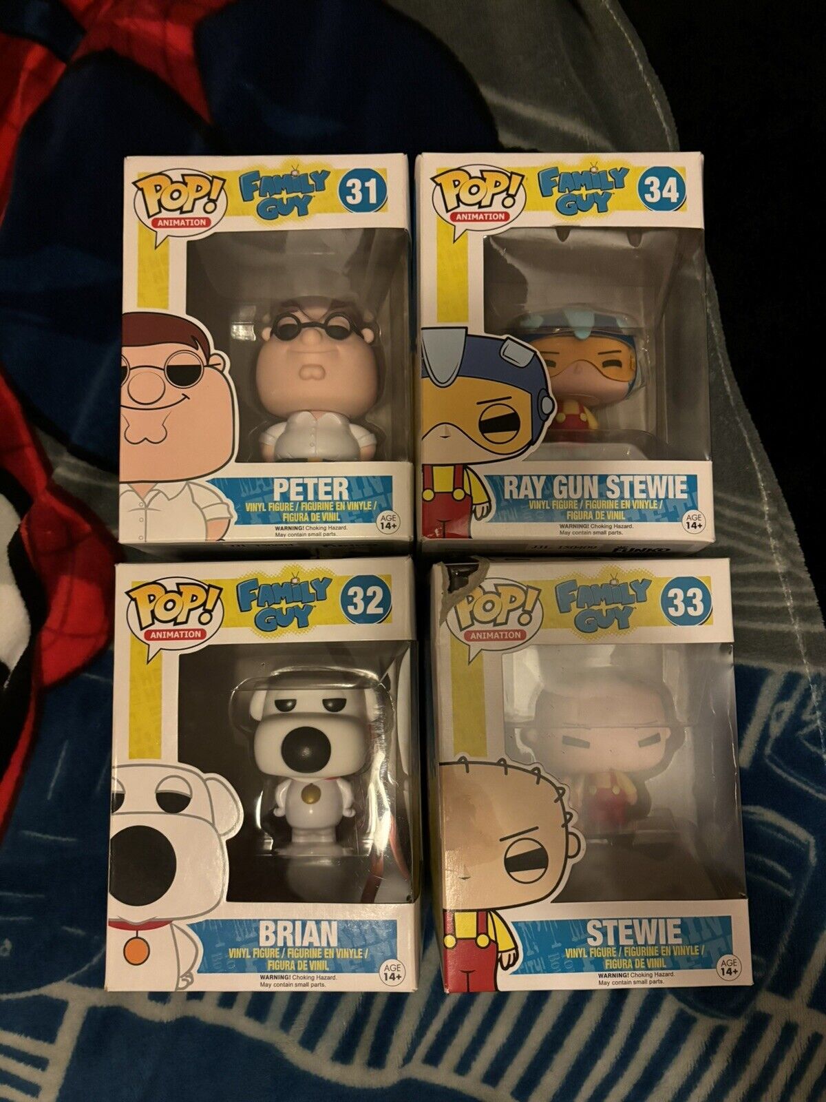 4 Family Guy Funko POPS Lot Defects On 2 Boxes Other than that Amazing Set