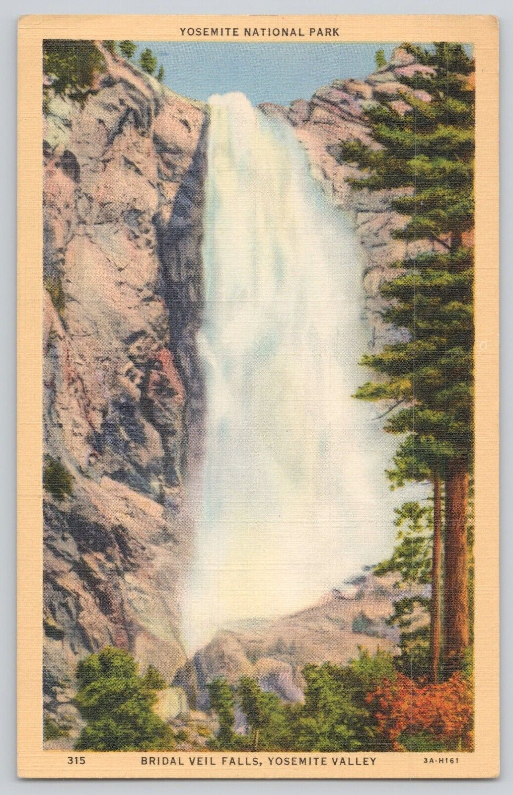 Postcard Yosemite National Park, Bridal Viel Falls, Yosemite Valley