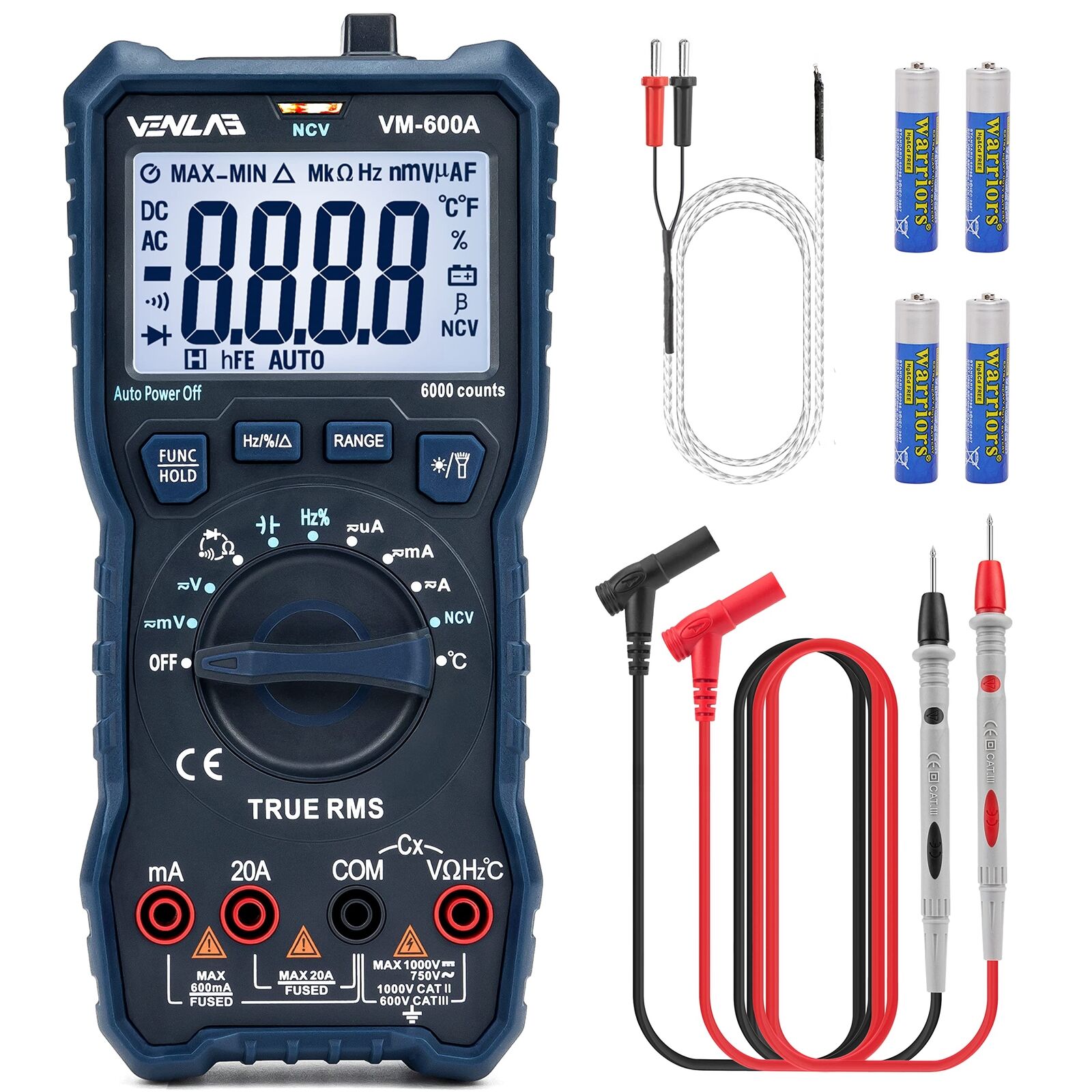Venlab Tester 6000 Counts Digital Multimeter Ac/Dc Voltage Current VM600A