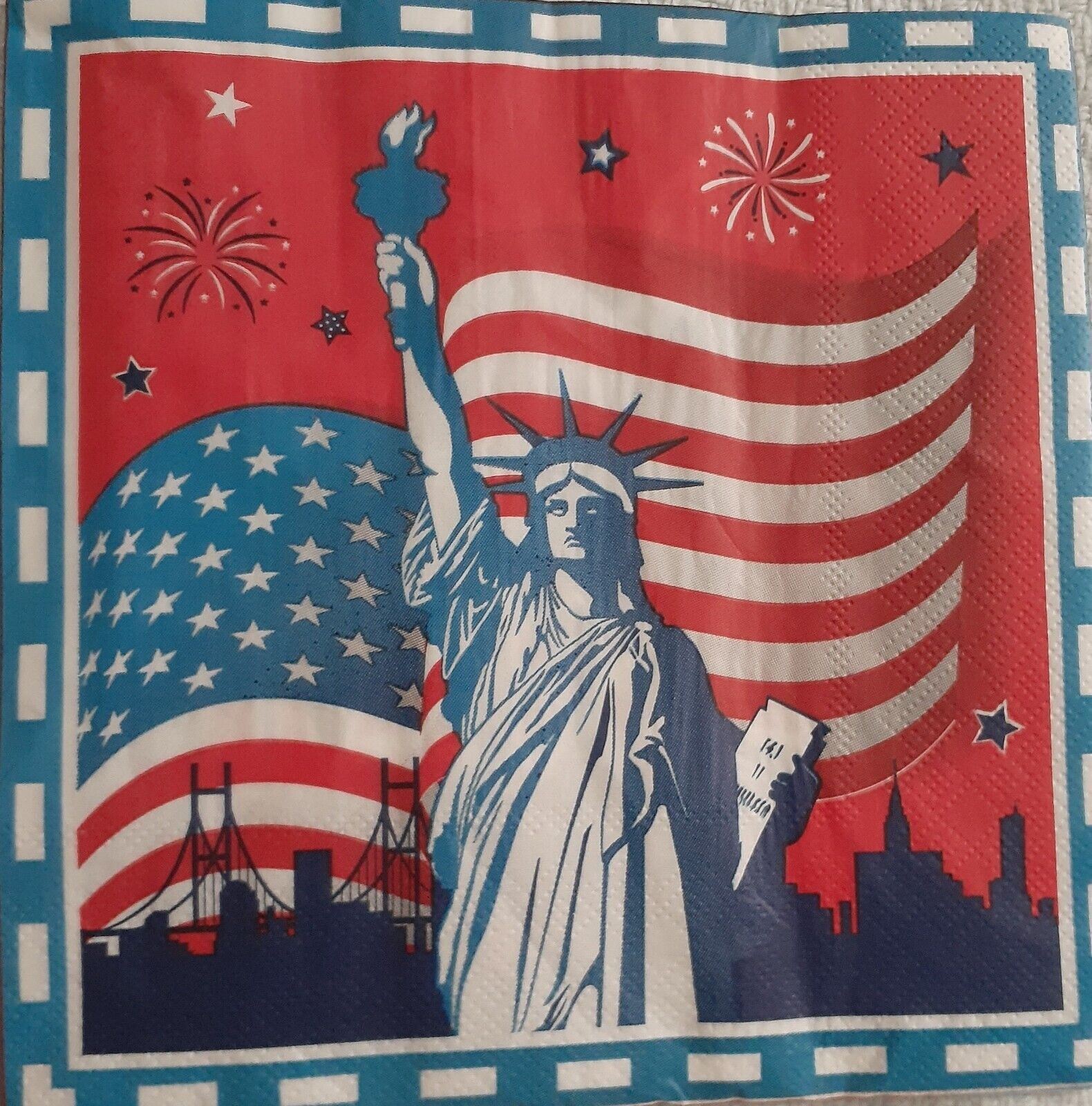 2 individual Paper Decoupage NAPKINS - PATRIOTIC 4TH JULY FREEDOM