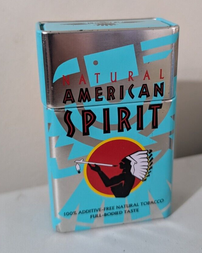 Natural American Spirit Vintage Blue Flip Top Cigarette Tin cigar Collectors